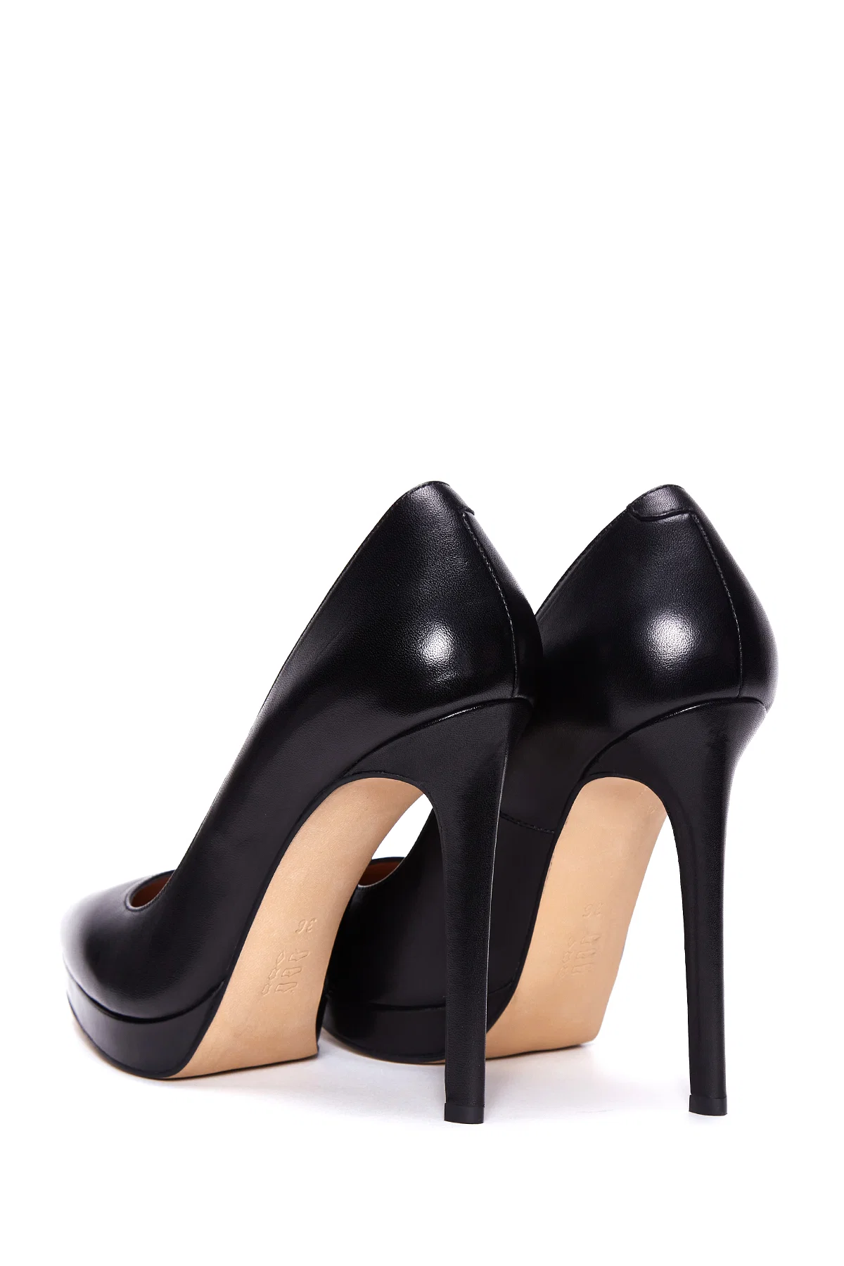 Kadın Siyah Yüksek Topuklu Deri Stiletto - Image 6
