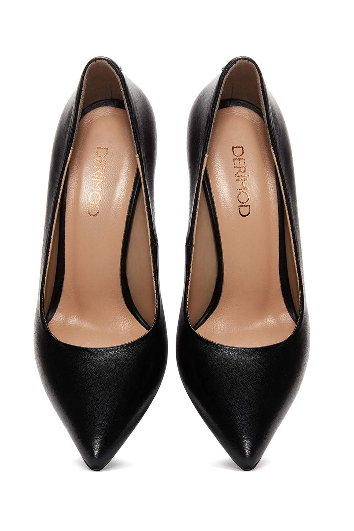 Kadın Siyah Yüksek Topuklu Deri Stiletto - Image 7