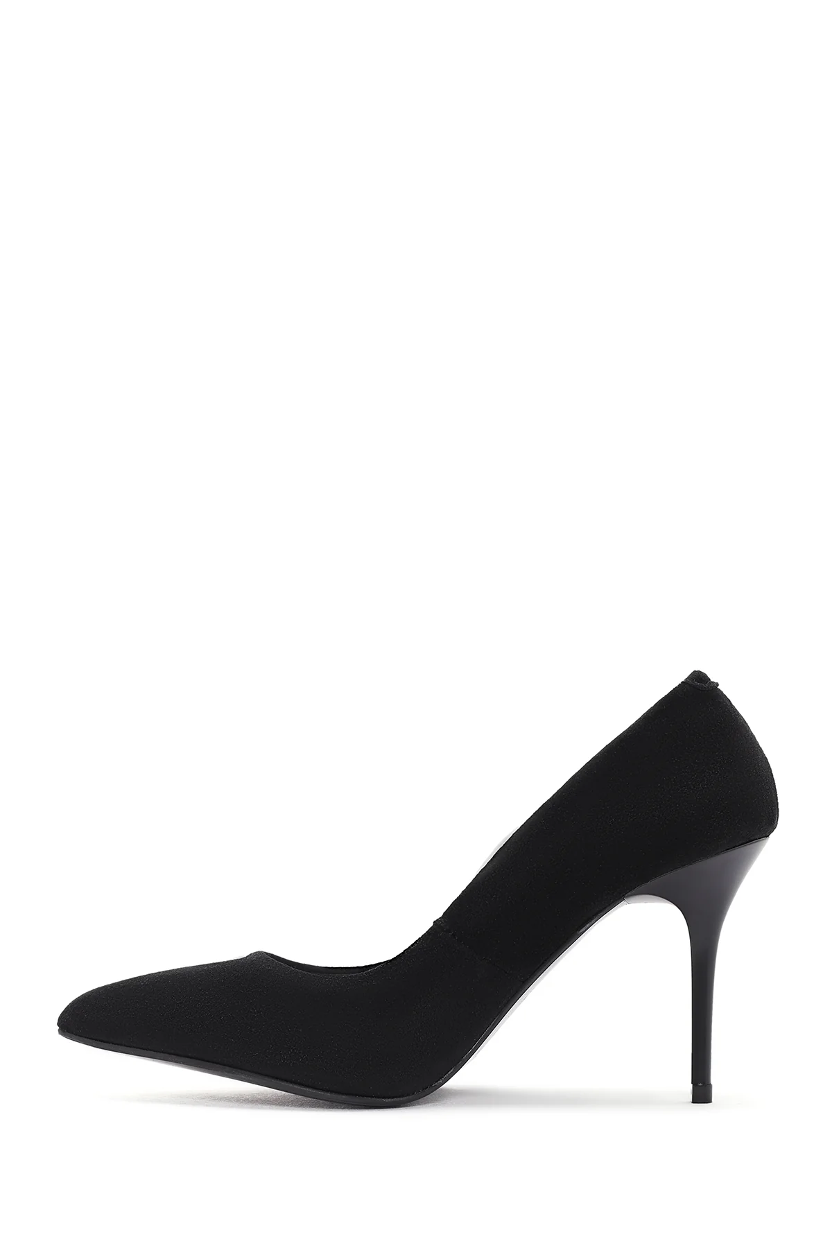 Kadın Siyah Yüksek Topuklu Süet Deri Stiletto - Image 3