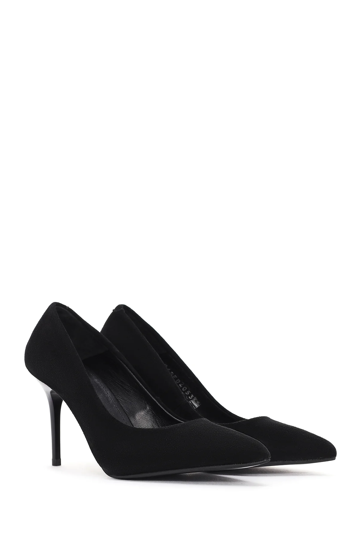 Kadın Siyah Yüksek Topuklu Süet Deri Stiletto - Image 4