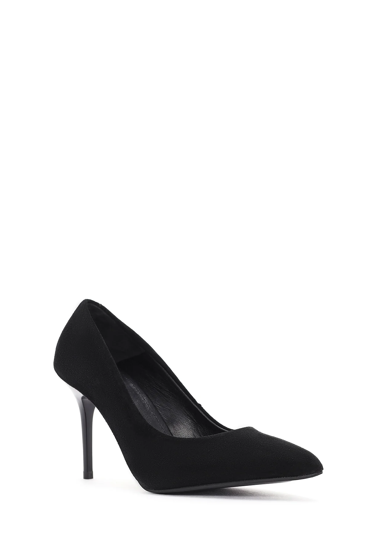 Kadın Siyah Yüksek Topuklu Süet Deri Stiletto - Image 7