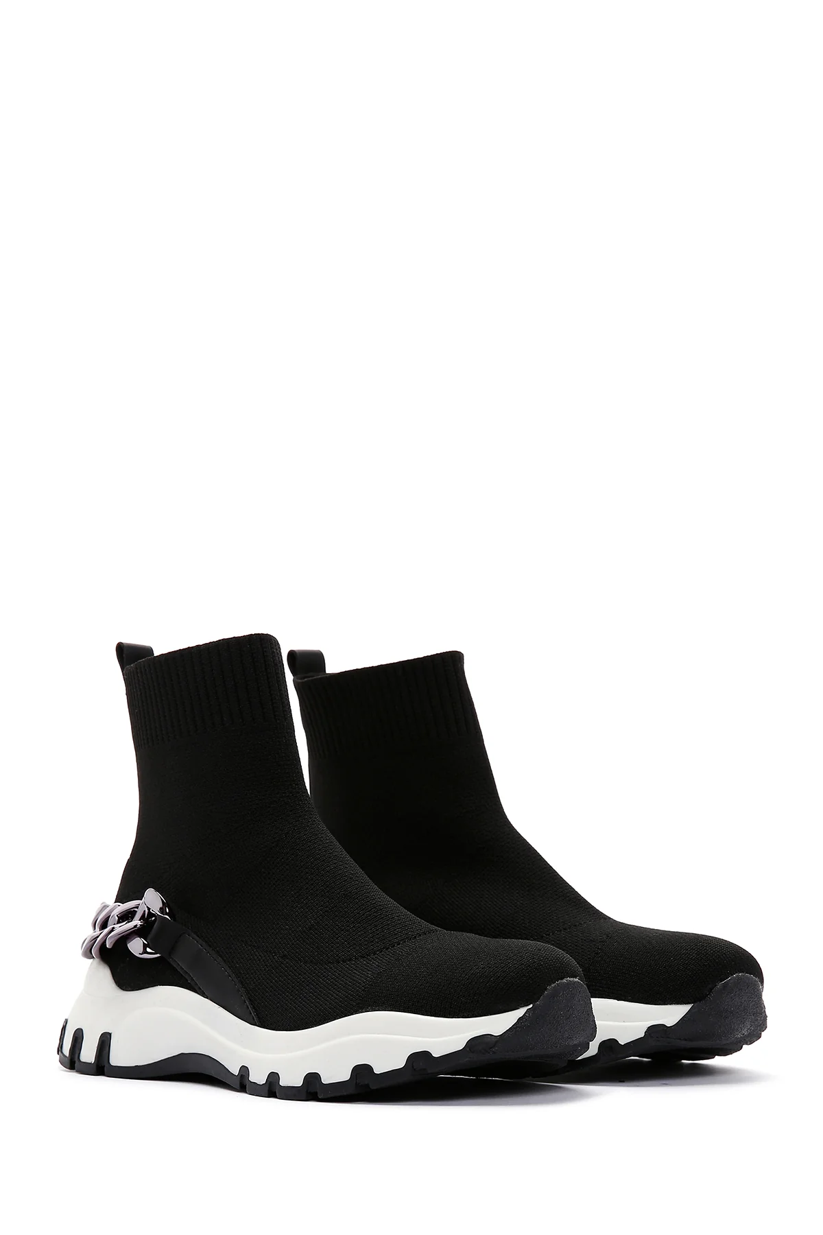 Kadın Siyah Zincir Aksesuarlı Bilekli Sneaker Bot - Image 3