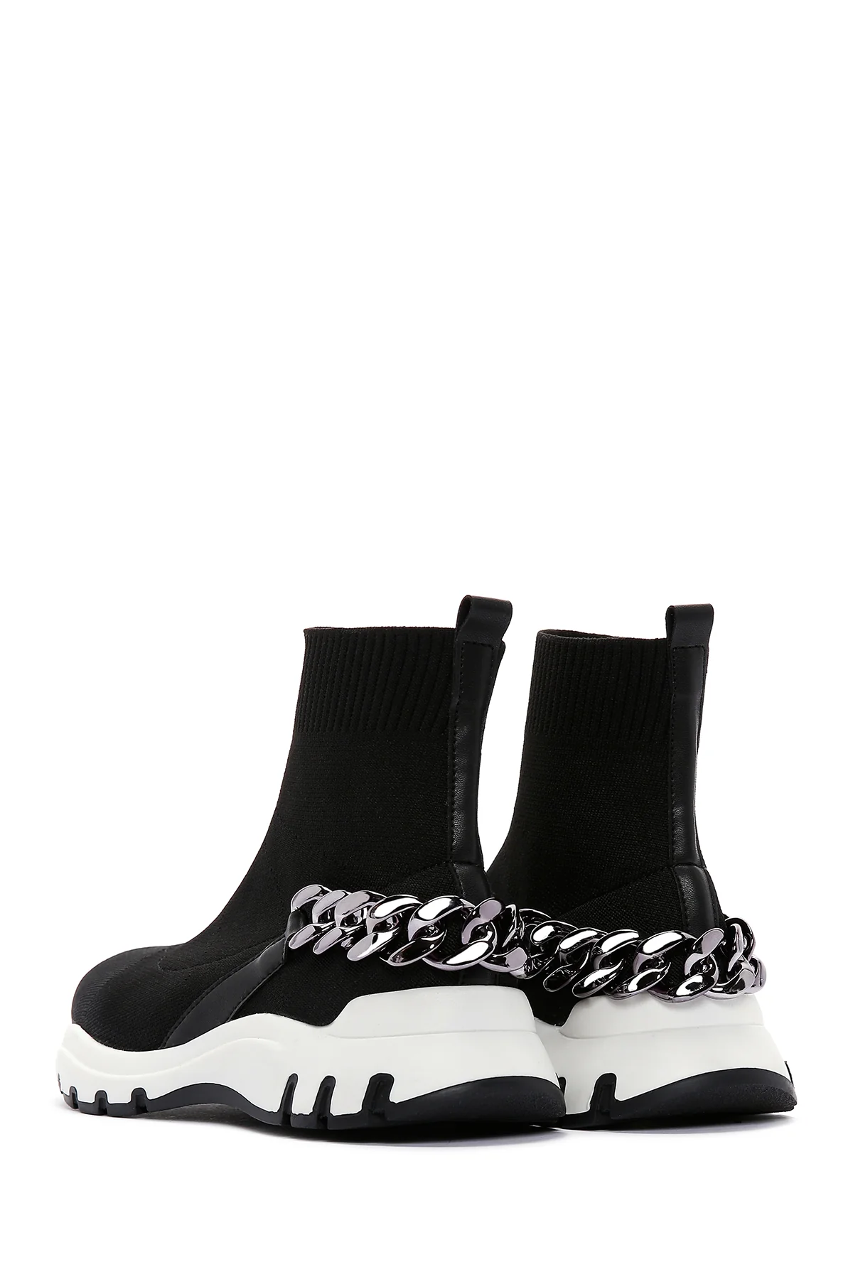Kadın Siyah Zincir Aksesuarlı Bilekli Sneaker Bot - Image 5