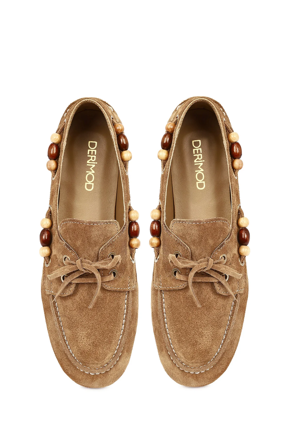 Kadın Taba Aksesuar Detaylı Süet Deri Loafer - Image 6