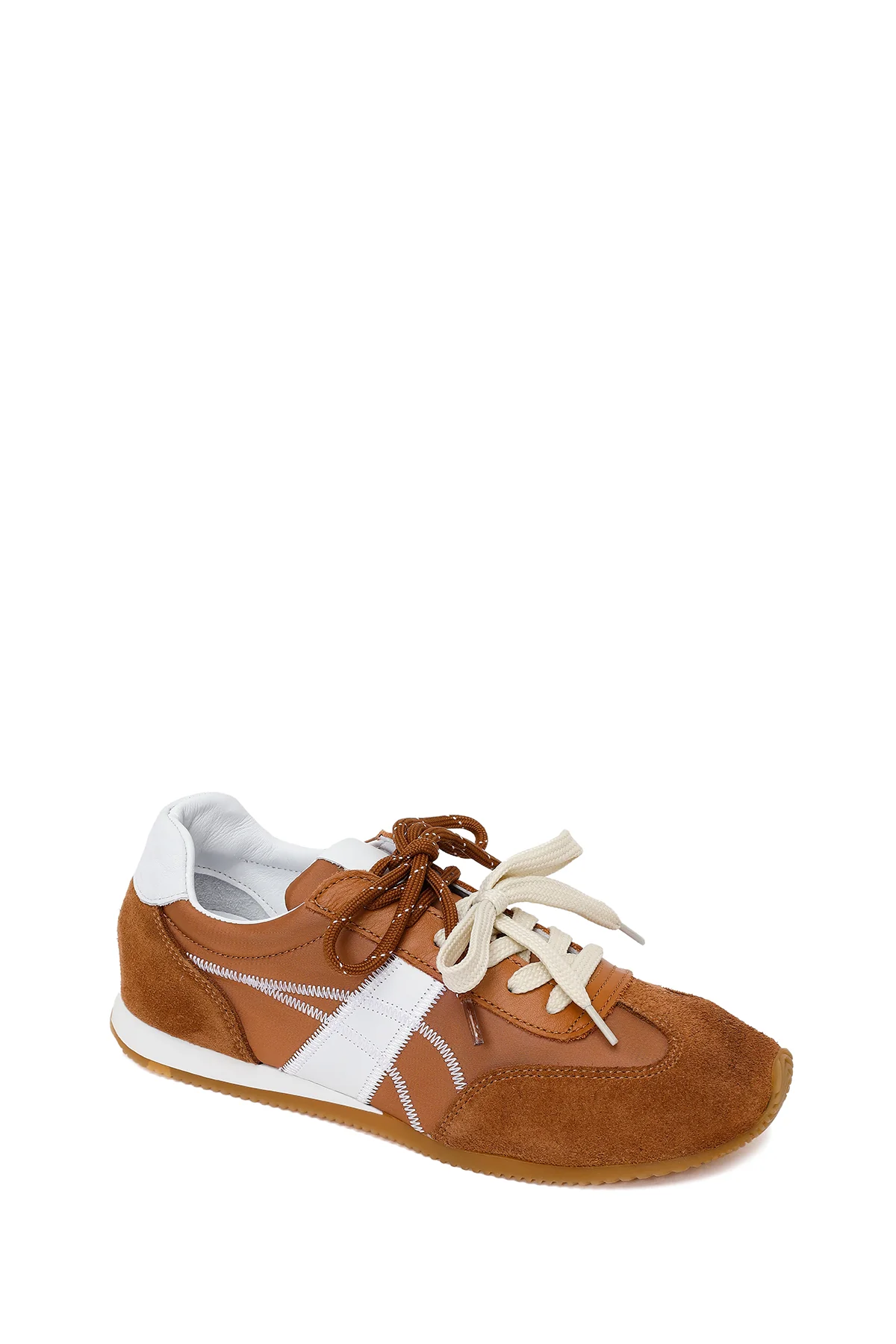 Kadın Taba Bağcıklı Deri Sneaker - Image 7
