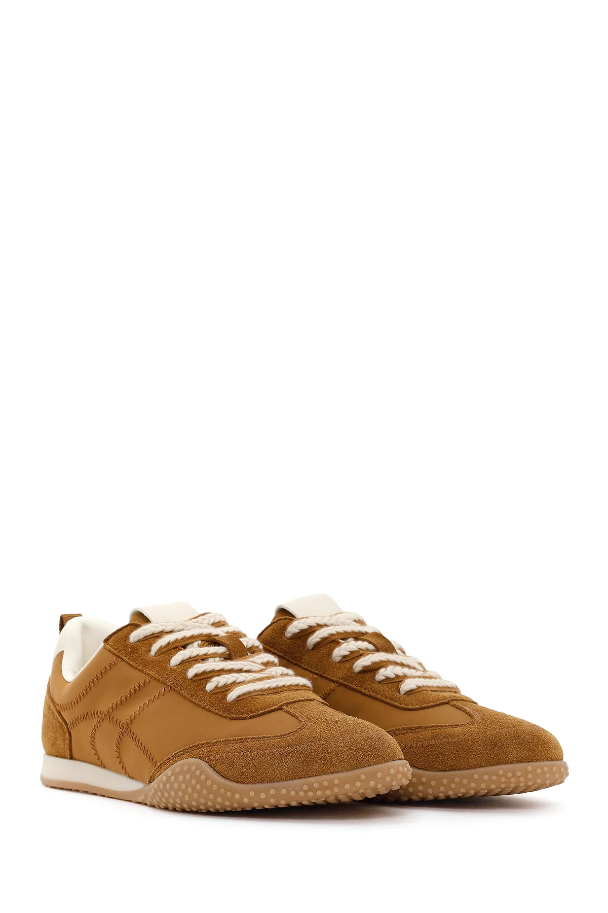 Kadın Taba Bağcıklı Deri Sneaker - Image 2