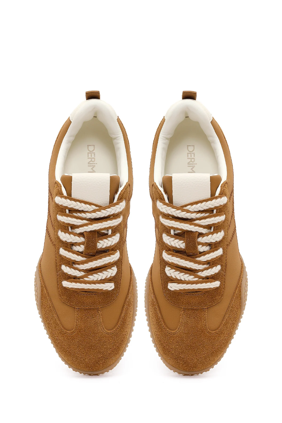 Kadın Taba Bağcıklı Deri Sneaker - Image 4