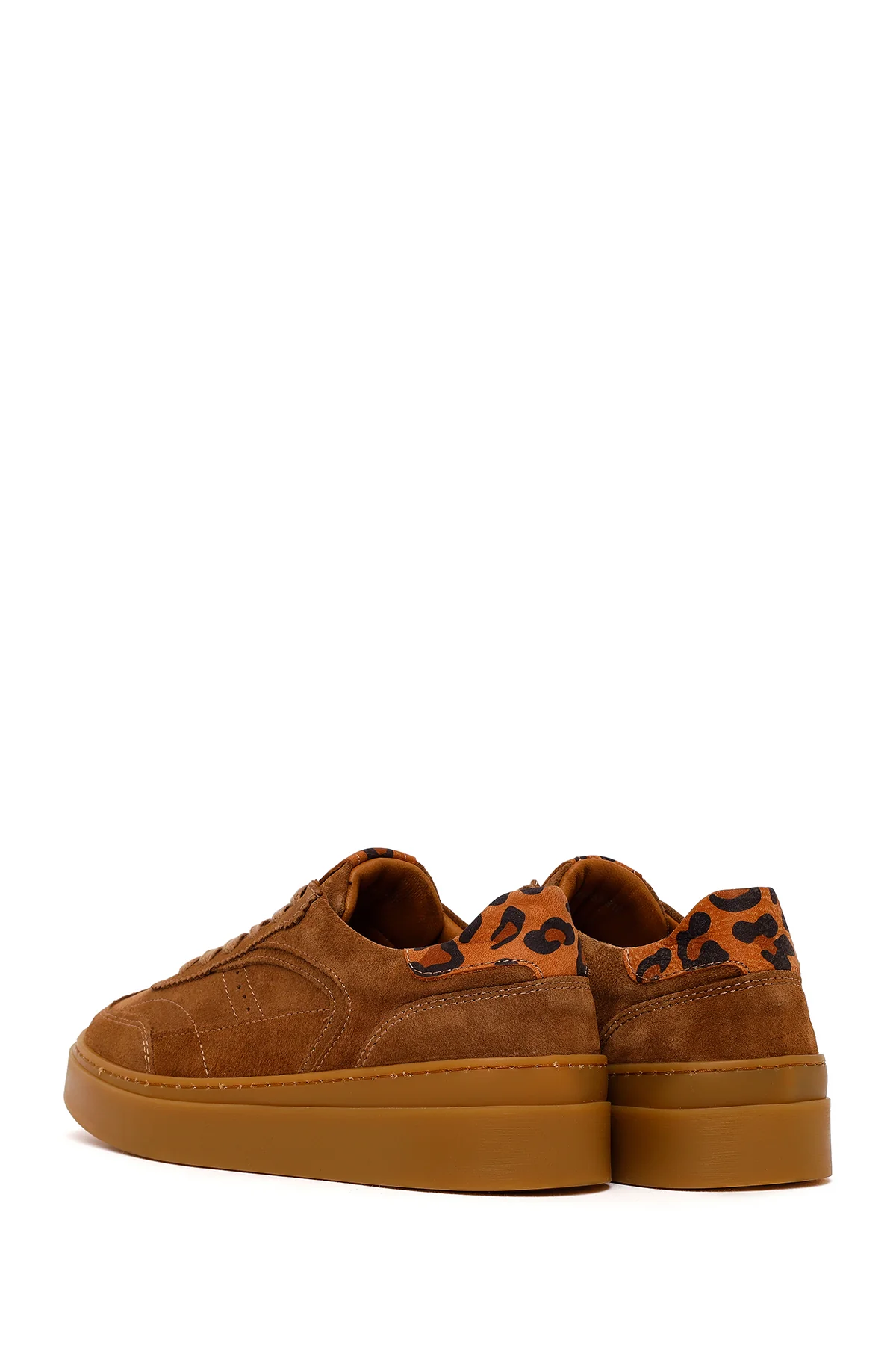 Kadın Taba Bağcıklı Kalın Tabanlı Süet Deri Sneaker - Image 6