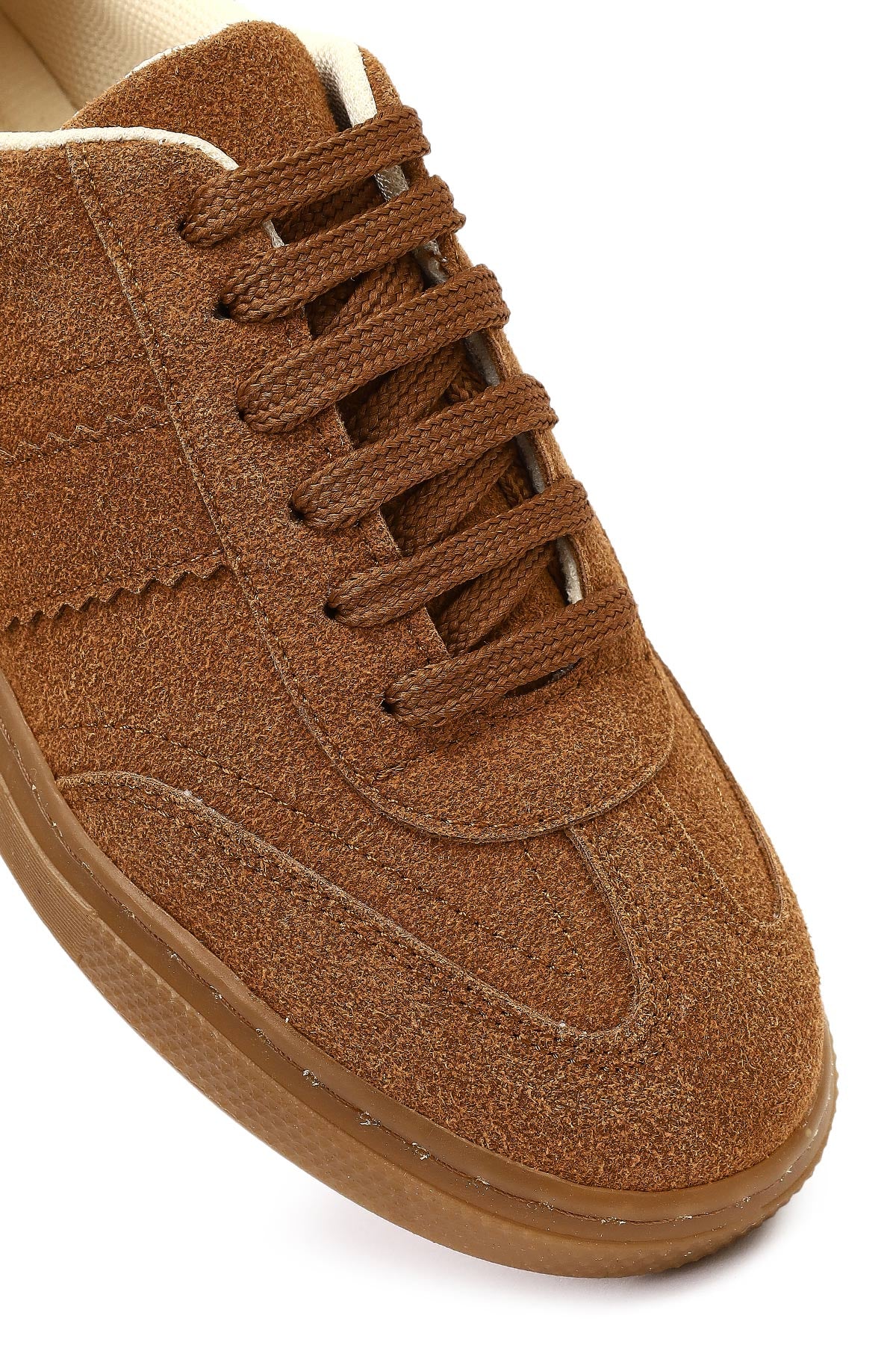 Kadın Taba Bağcıklı Kalın Tabanlı Süet Sneaker - Image 9