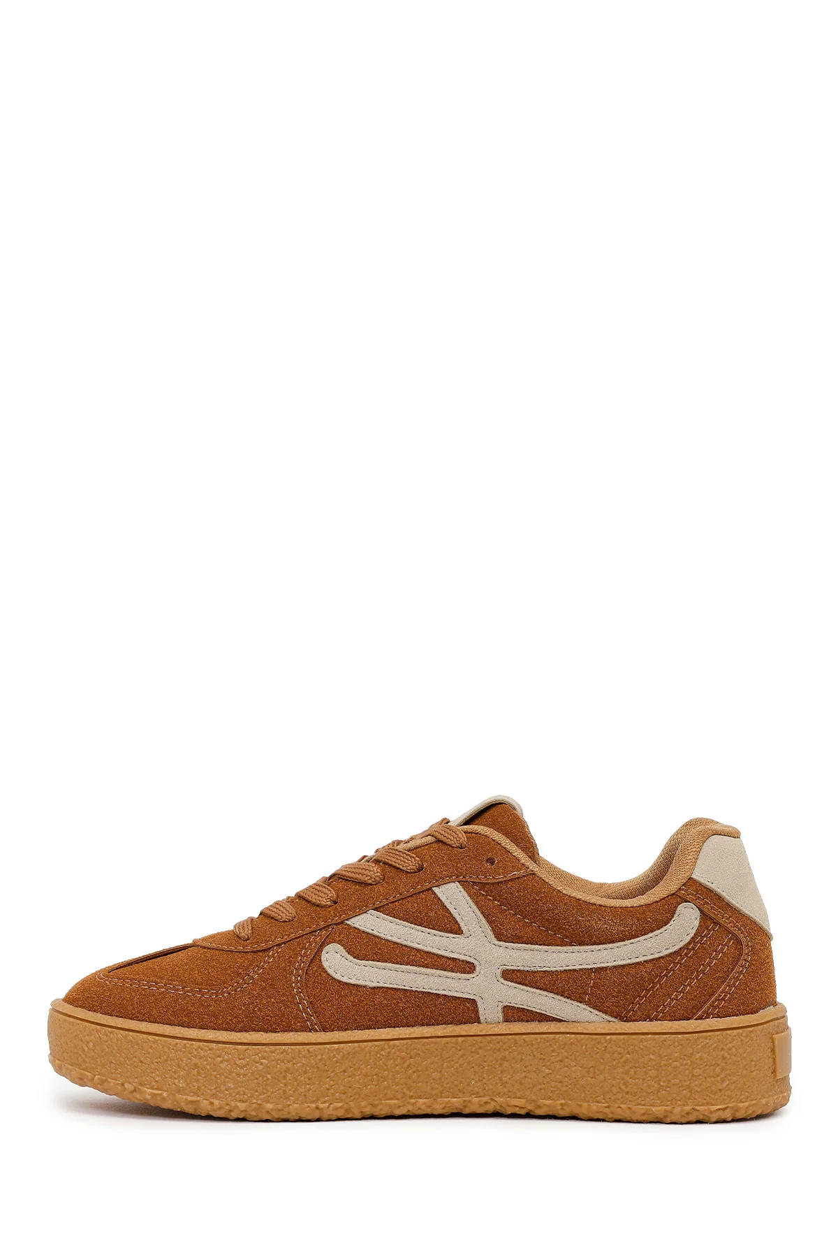 Kadın Taba Bağcıklı Kalın Tabanlı Süet Sneaker - Image 3