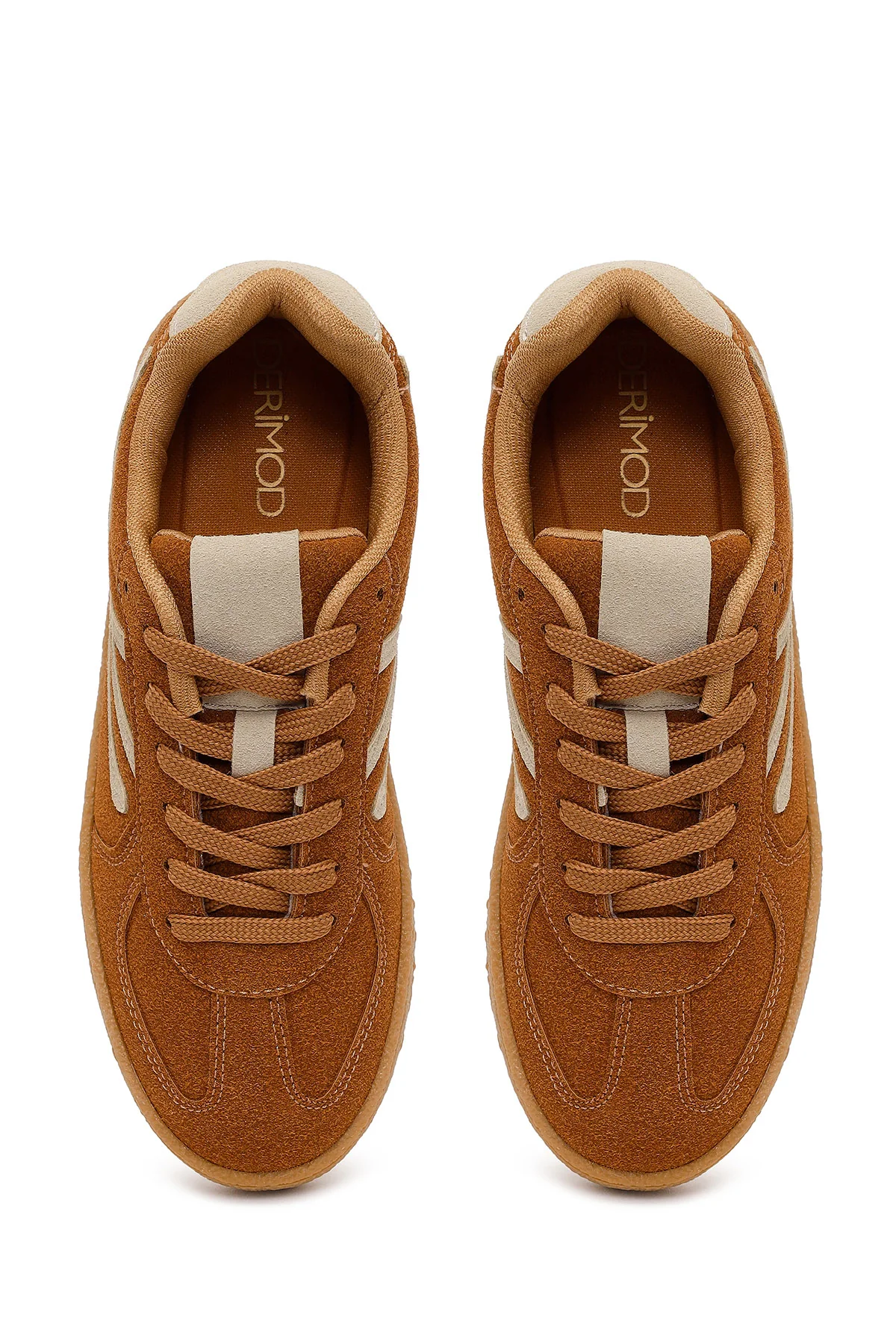 Kadın Taba Bağcıklı Kalın Tabanlı Süet Sneaker - Image 4