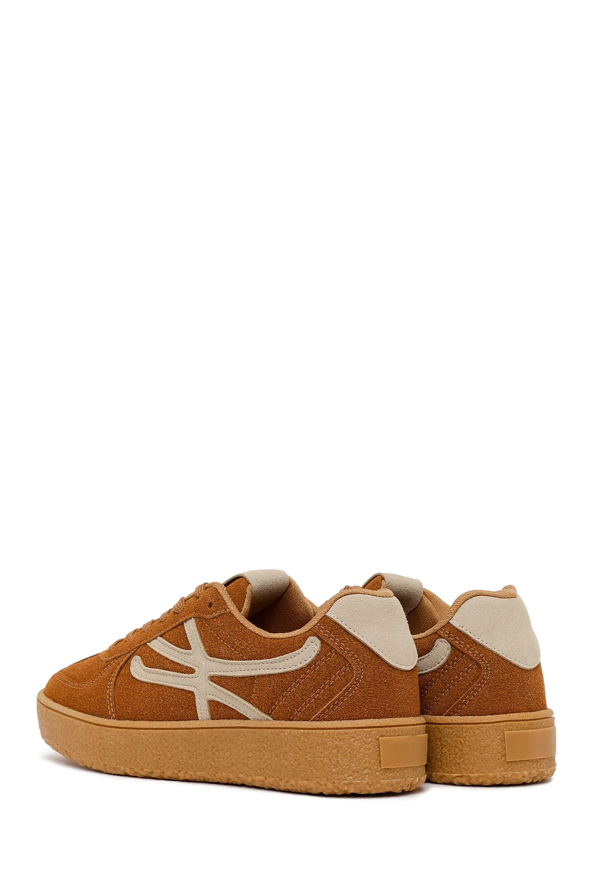 Kadın Taba Bağcıklı Kalın Tabanlı Süet Sneaker - Image 6