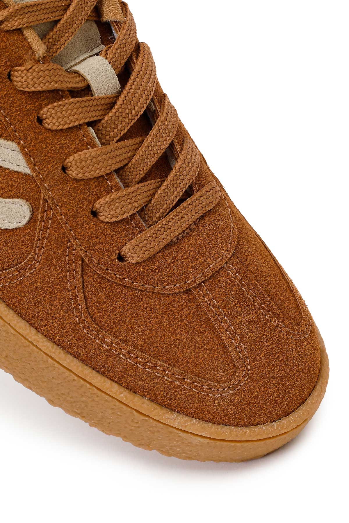 Kadın Taba Bağcıklı Kalın Tabanlı Süet Sneaker - Image 9