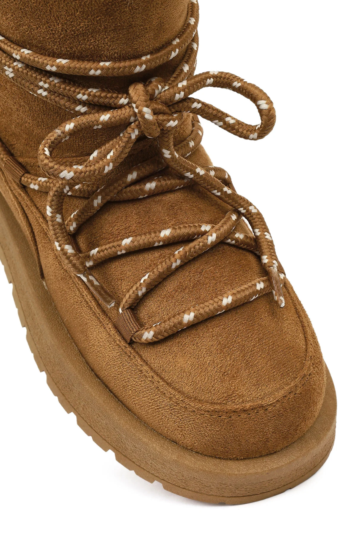 Kadın Taba Bağcıklı Kalın Tabanlı Süet Teddy Bot - Image 11