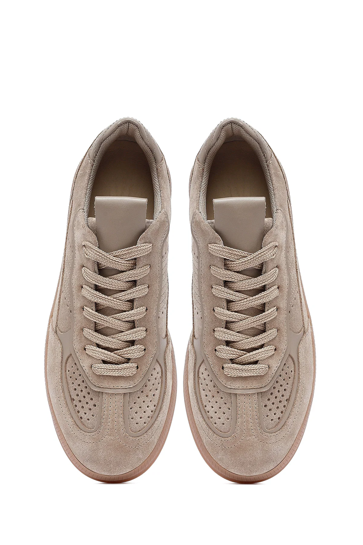 Kadın Taba Bağcıklı Süet Deri Sneaker - Image 7