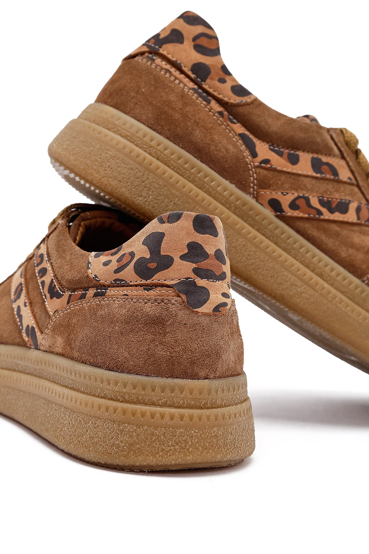 Kadın Taba Bağcıklı Süet Deri Sneaker - Image 10