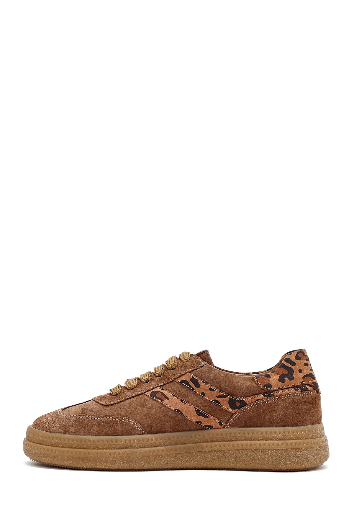 Kadın Taba Bağcıklı Süet Deri Sneaker - Image 4