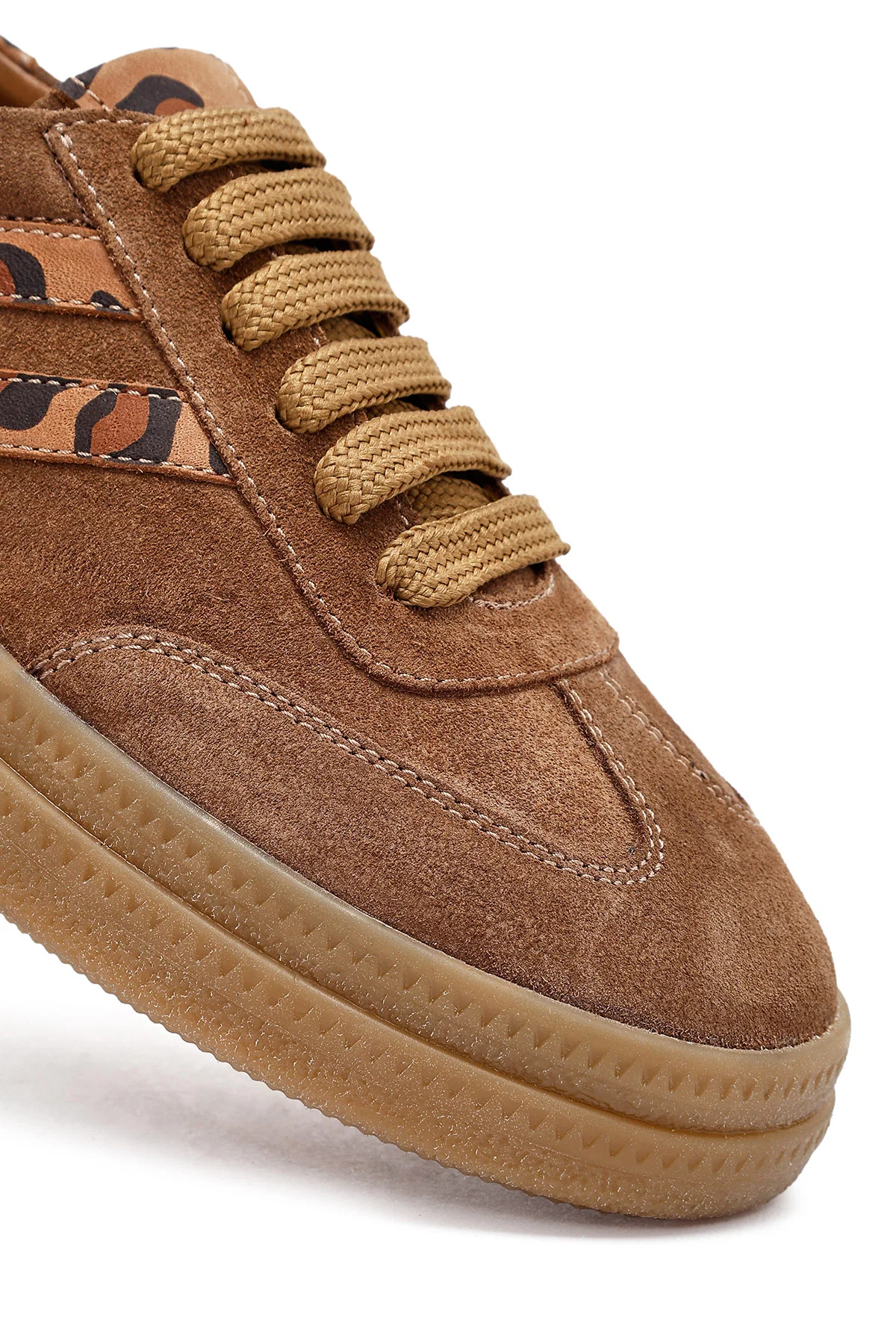 Kadın Taba Bağcıklı Süet Deri Sneaker - Image 9