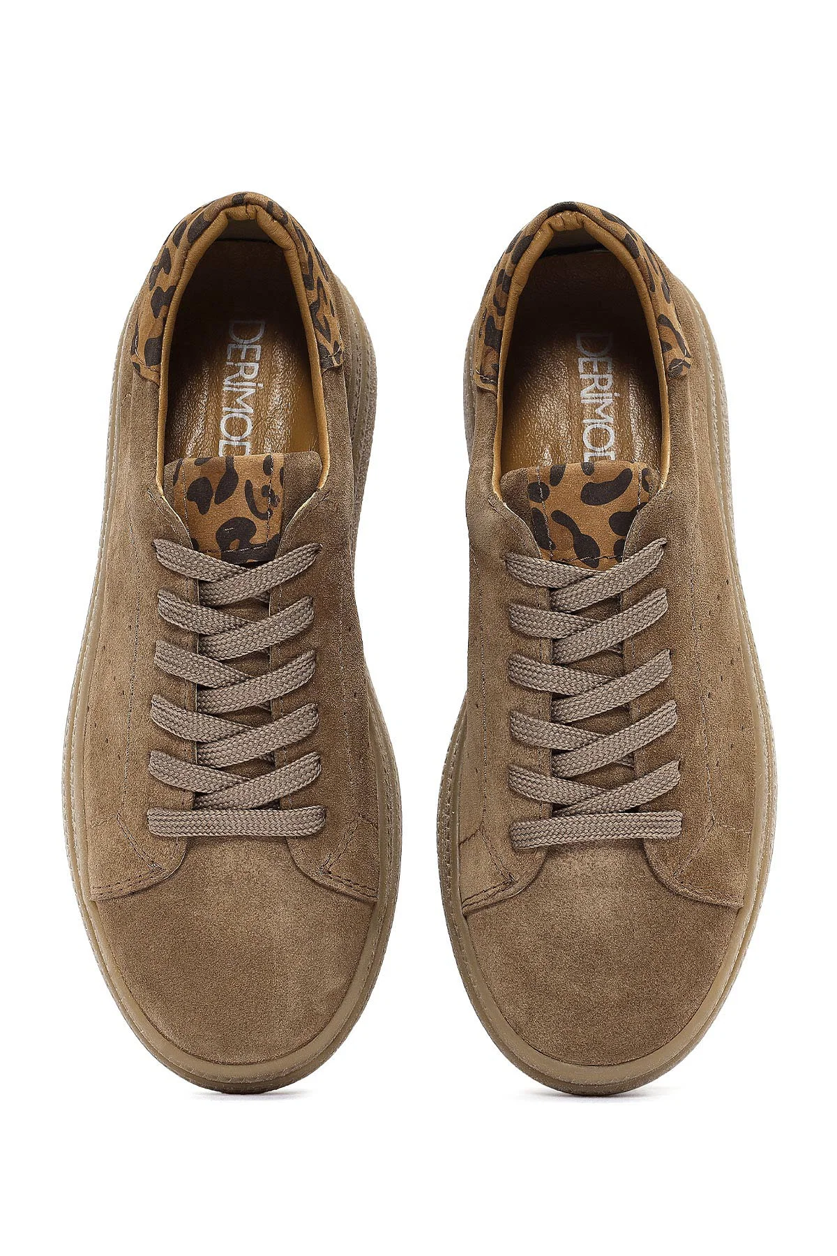Kadın Taba Bağcıklı Süet Deri Sneaker - Image 7