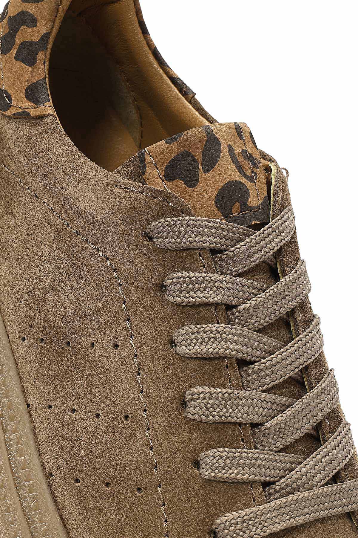 Kadın Taba Bağcıklı Süet Deri Sneaker - Image 9