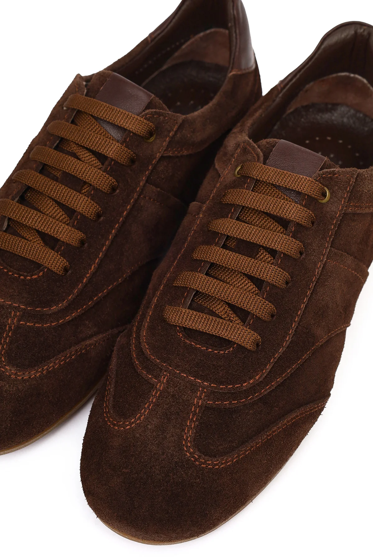 Kadın Taba Bağcıklı Süet Deri Sneaker - Image 10