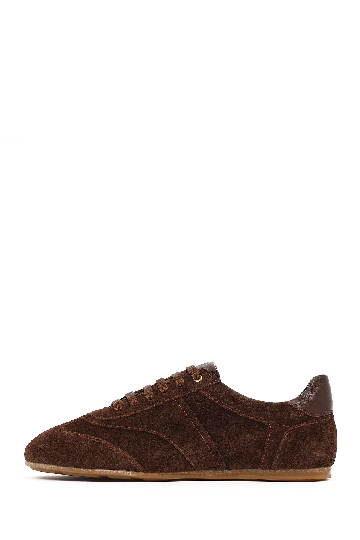 Kadın Taba Bağcıklı Süet Deri Sneaker - Image 3