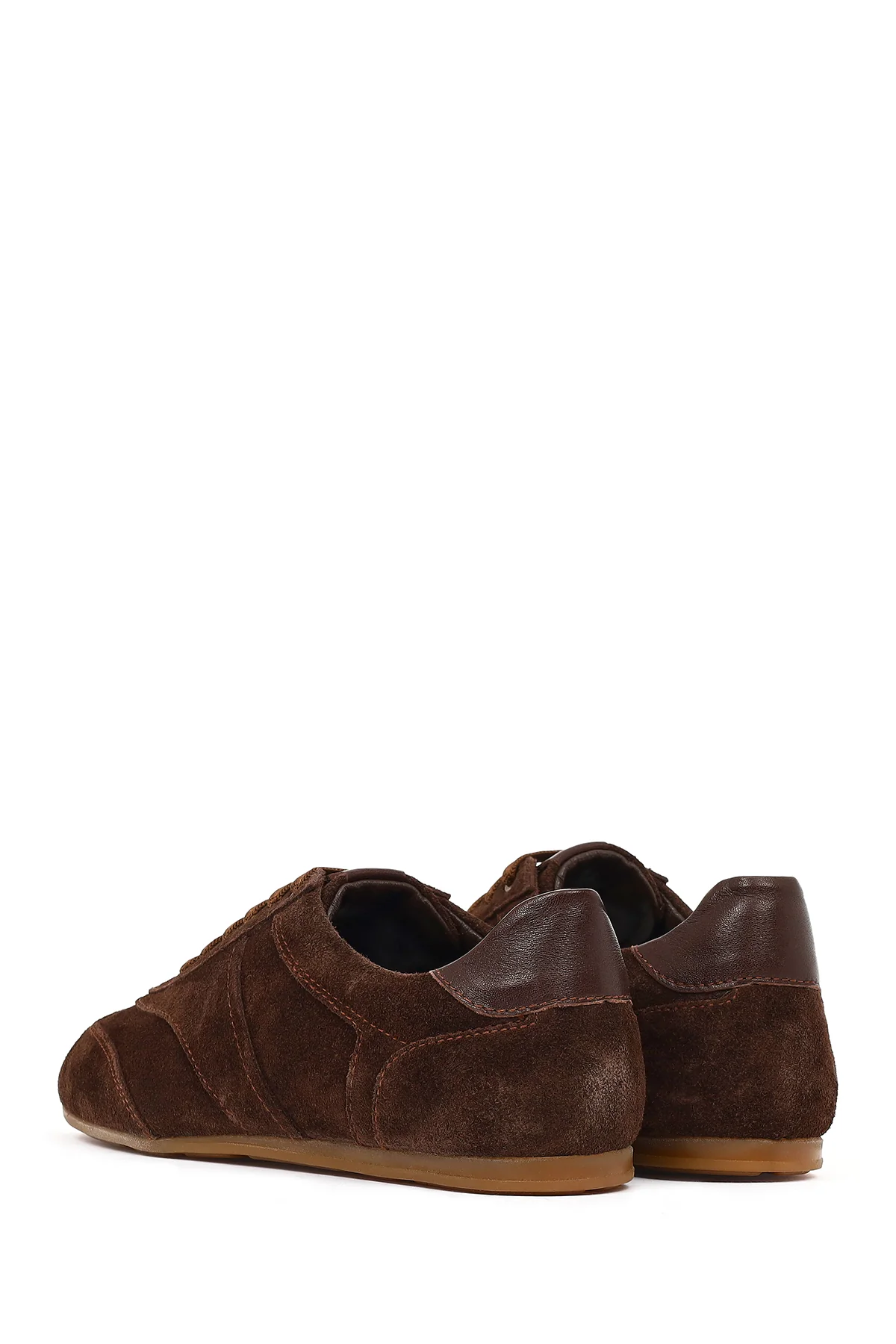 Kadın Taba Bağcıklı Süet Deri Sneaker - Image 6