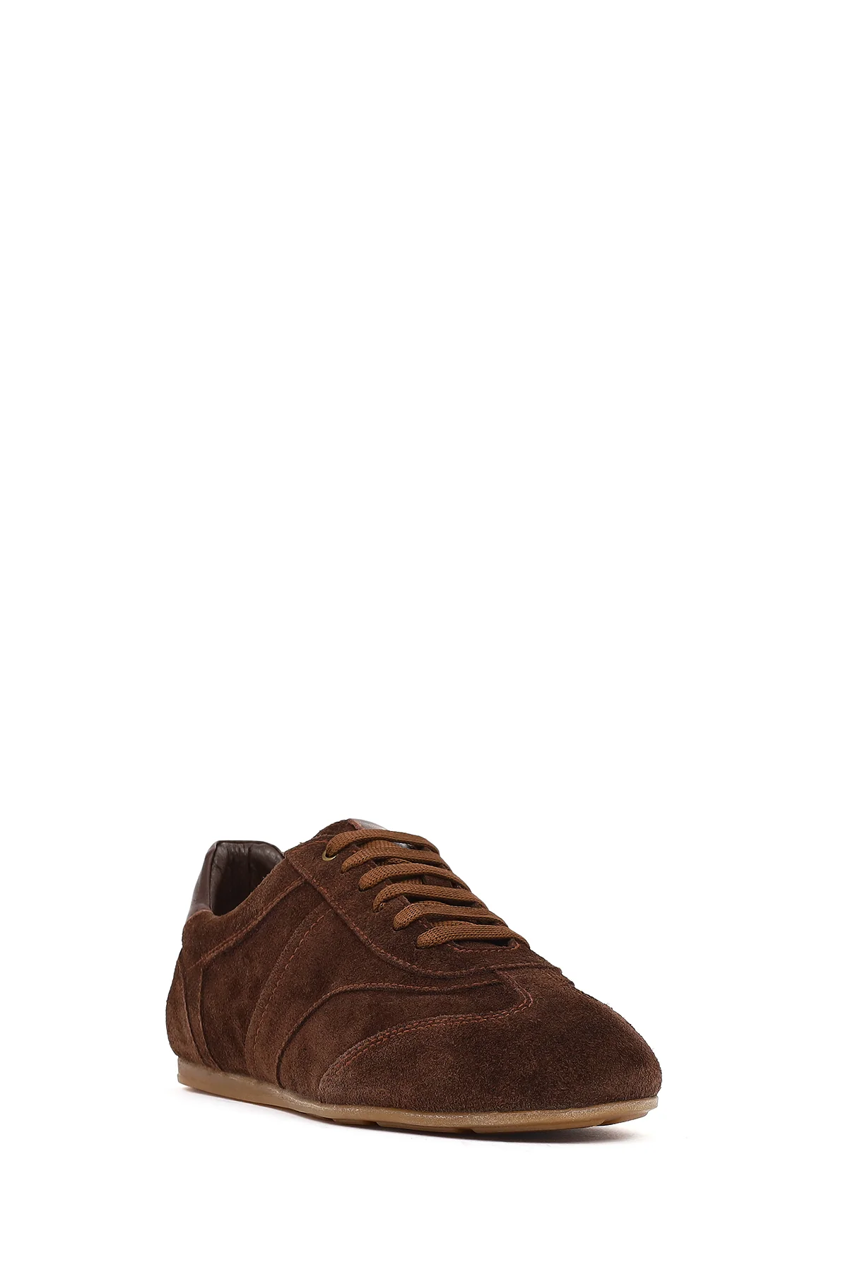 Kadın Taba Bağcıklı Süet Deri Sneaker - Image 7