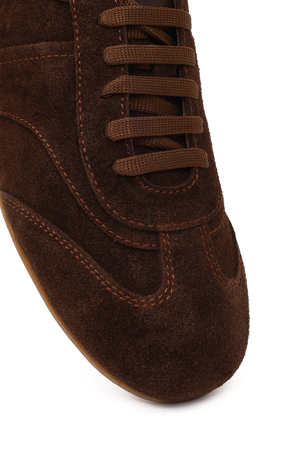 Kadın Taba Bağcıklı Süet Deri Sneaker - Image 9