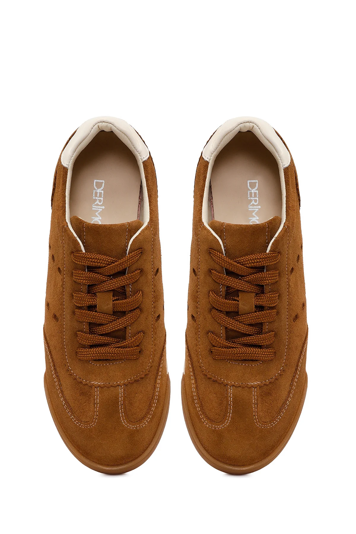 Kadın Taba Bağcıklı Süet Deri Sneaker - Image 4