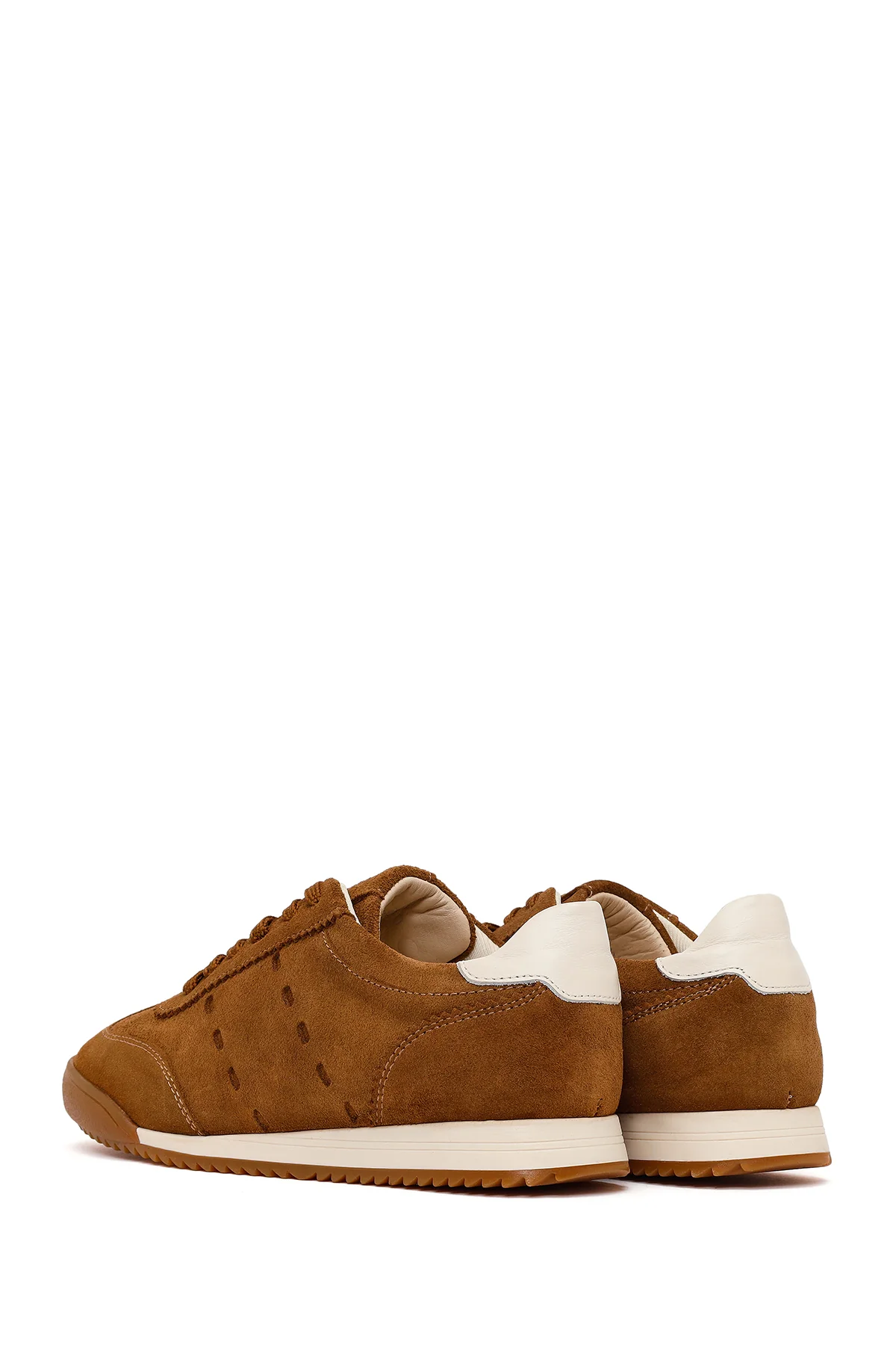 Kadın Taba Bağcıklı Süet Deri Sneaker - Image 6