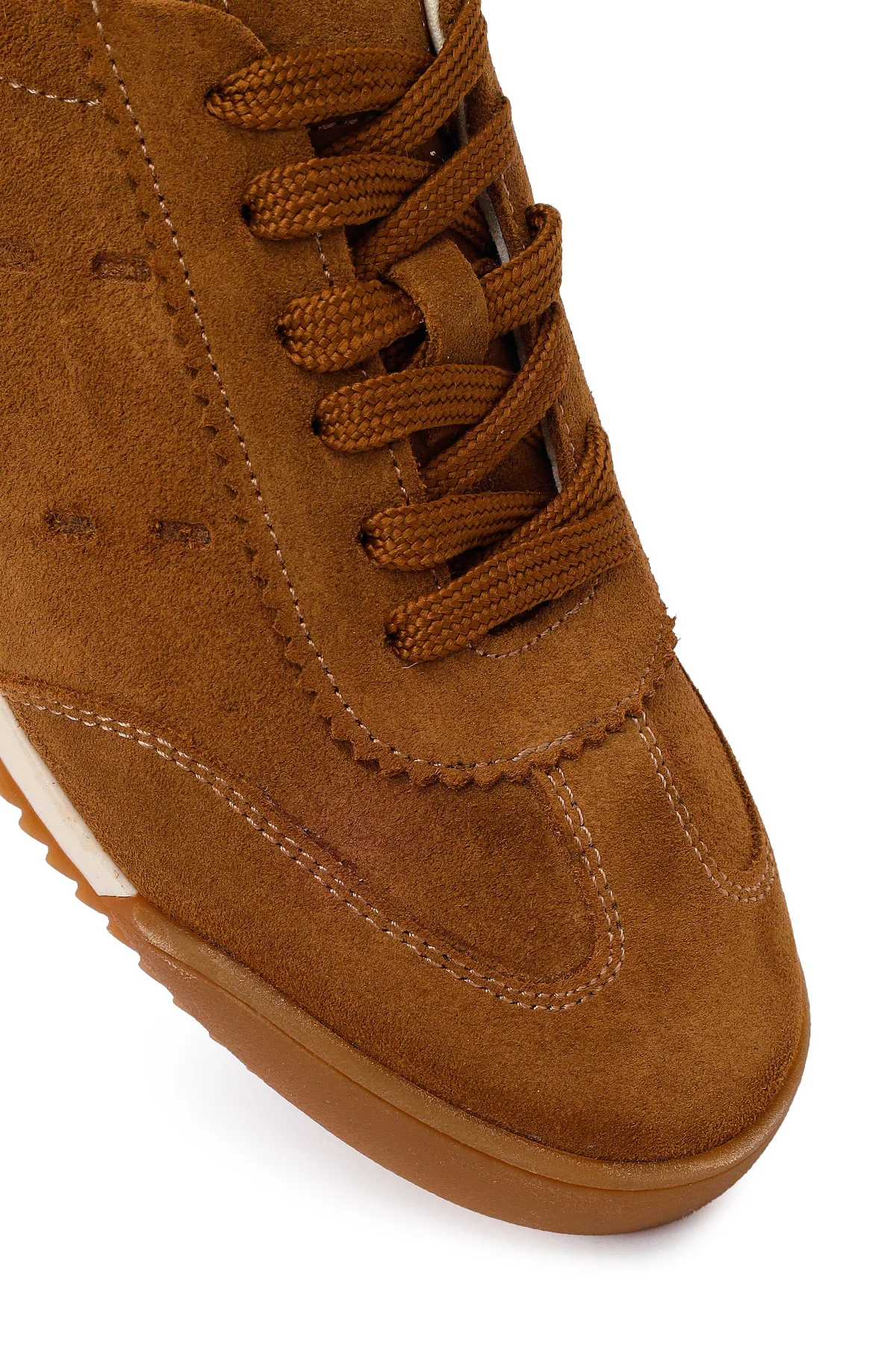 Kadın Taba Bağcıklı Süet Deri Sneaker - Image 9