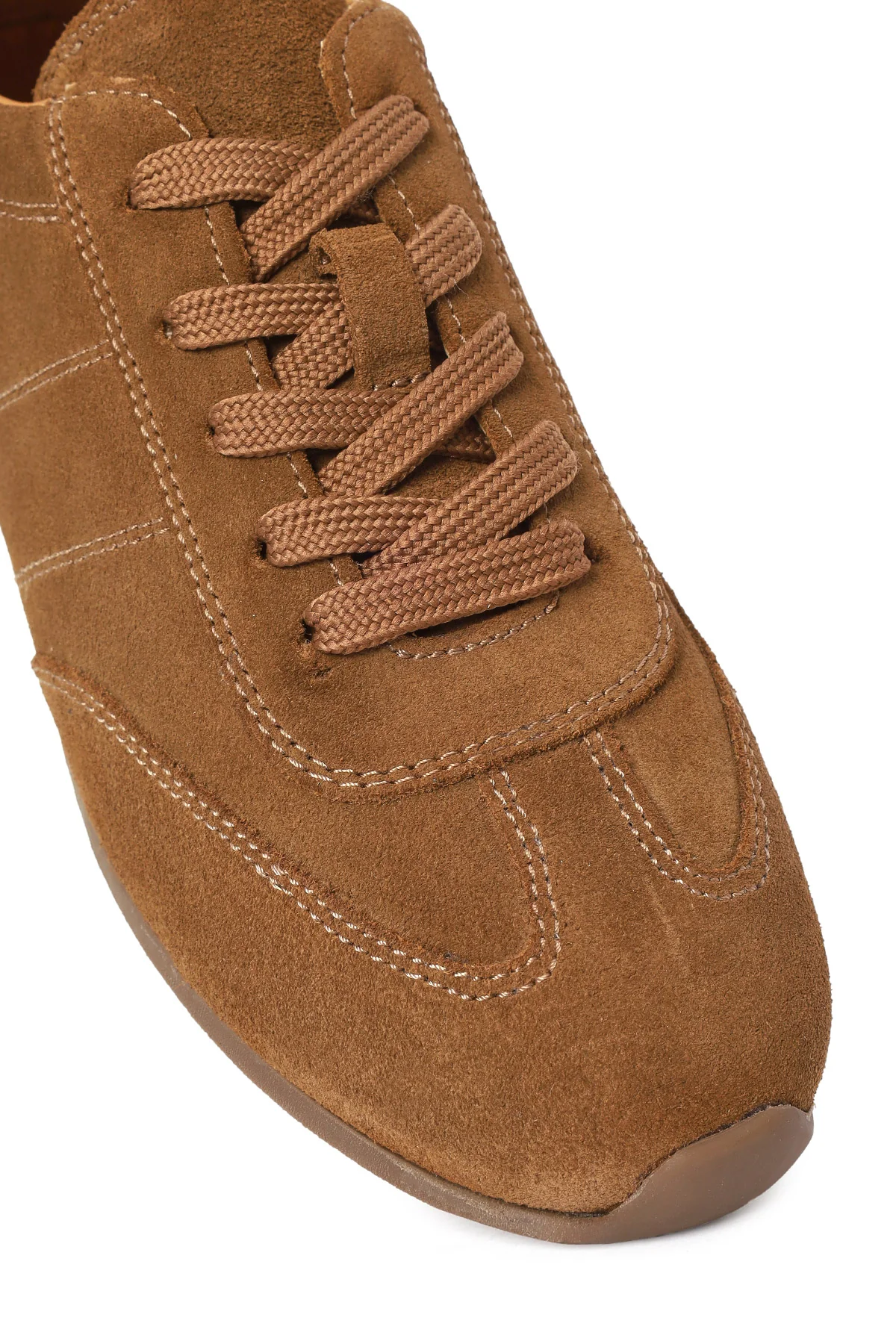 Kadın Taba Bağcıklı Süet Deri Sneaker - Image 10