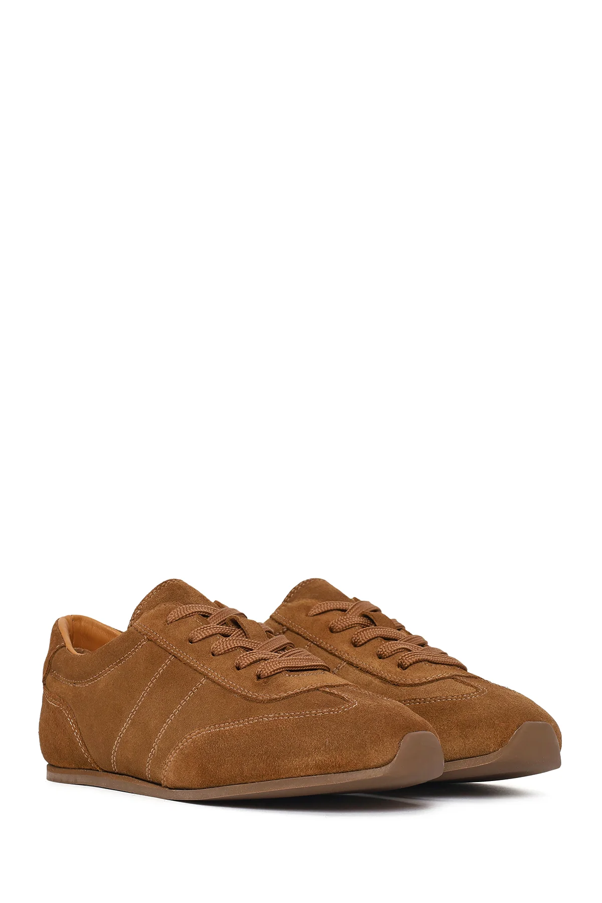 Kadın Taba Bağcıklı Süet Deri Sneaker - Image 2