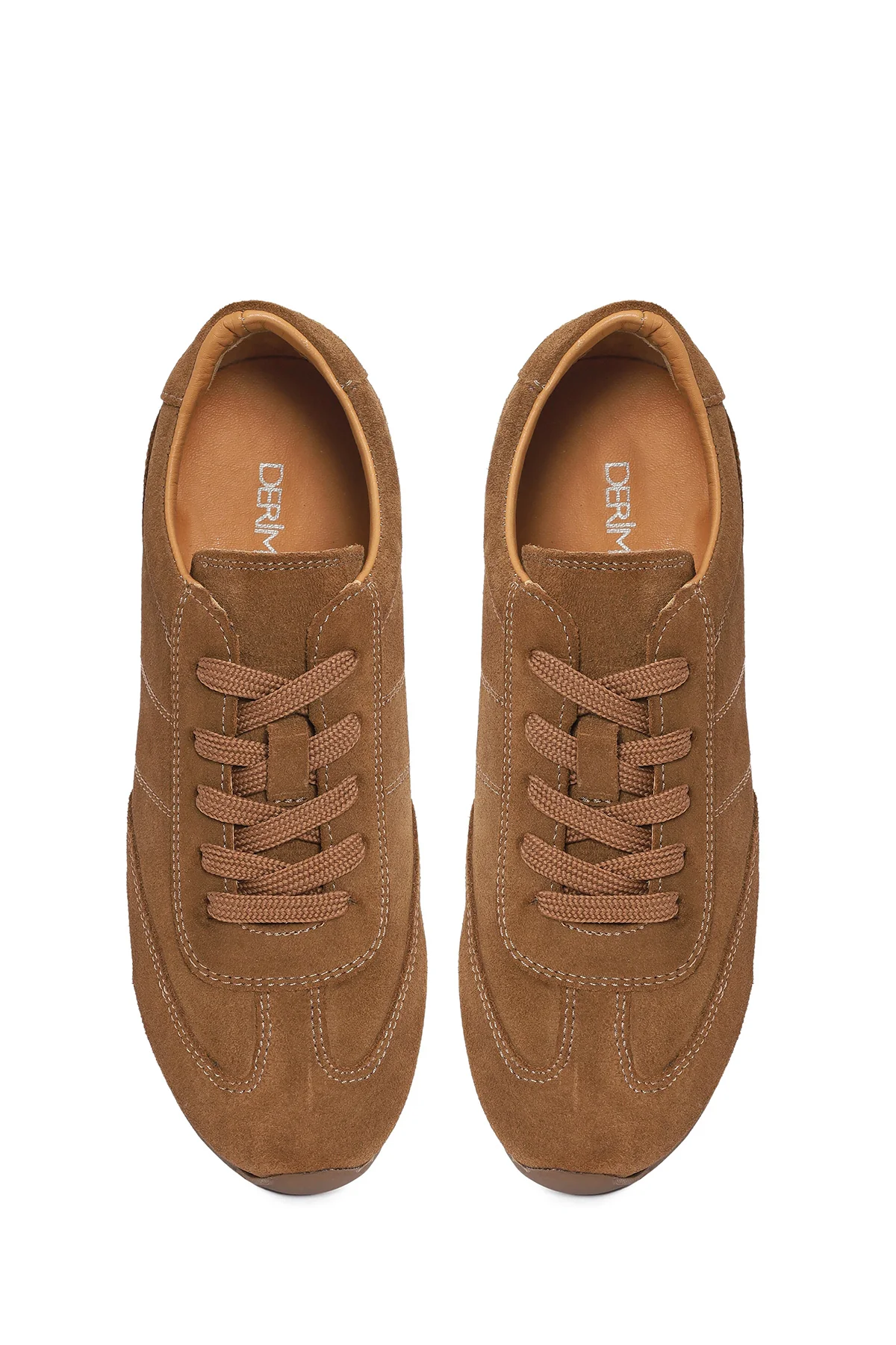 Kadın Taba Bağcıklı Süet Deri Sneaker - Image 4