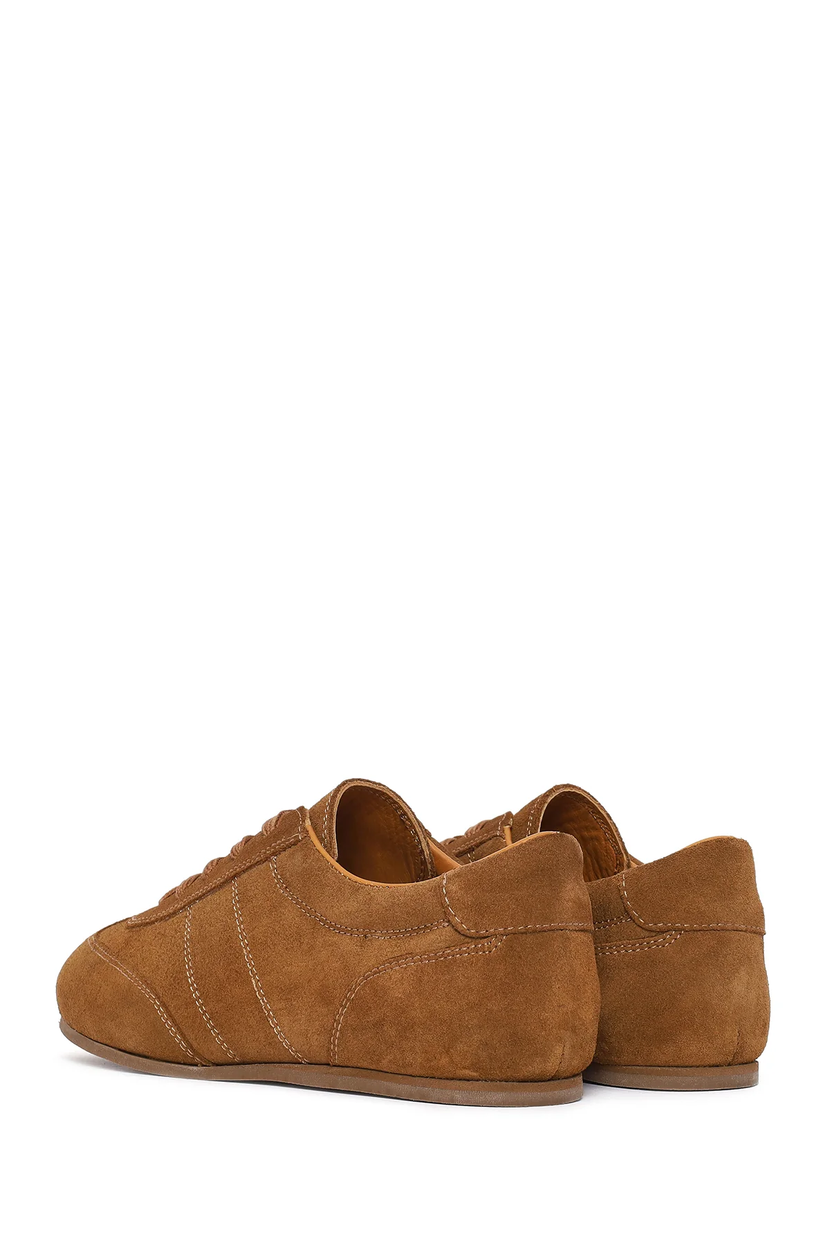 Kadın Taba Bağcıklı Süet Deri Sneaker - Image 6
