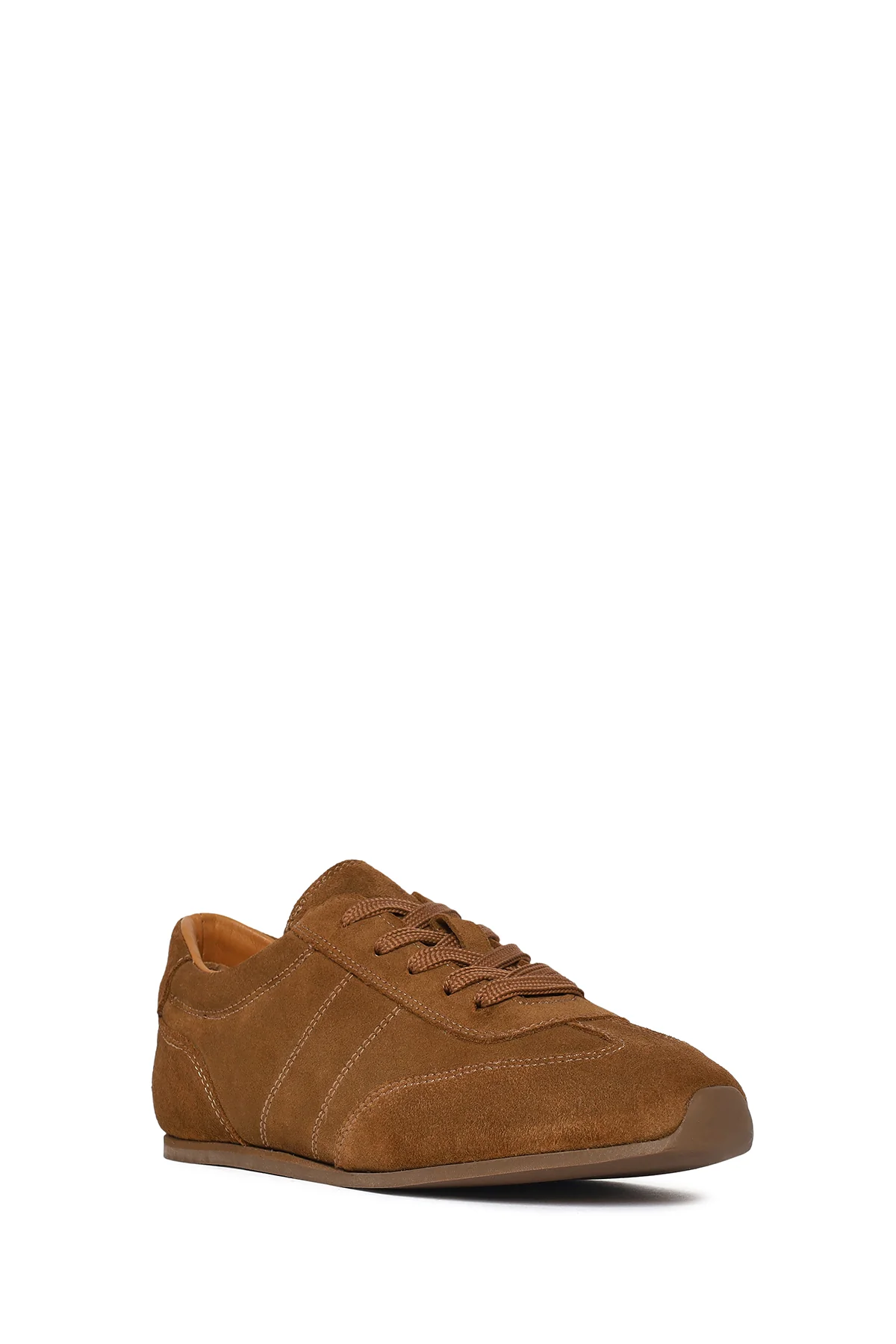 Kadın Taba Bağcıklı Süet Deri Sneaker - Image 7