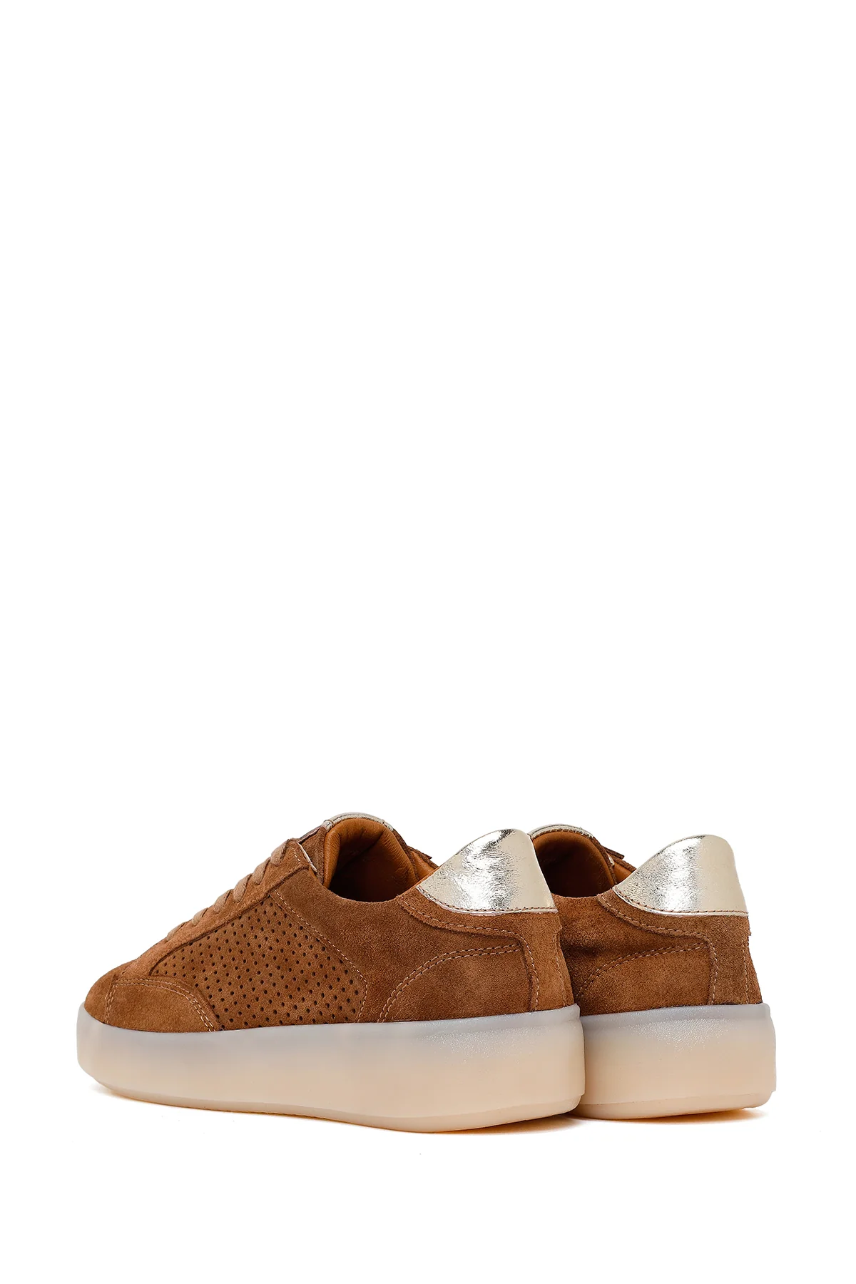 Kadın Taba Bağcıklı Süet Deri Sneaker - Image 6