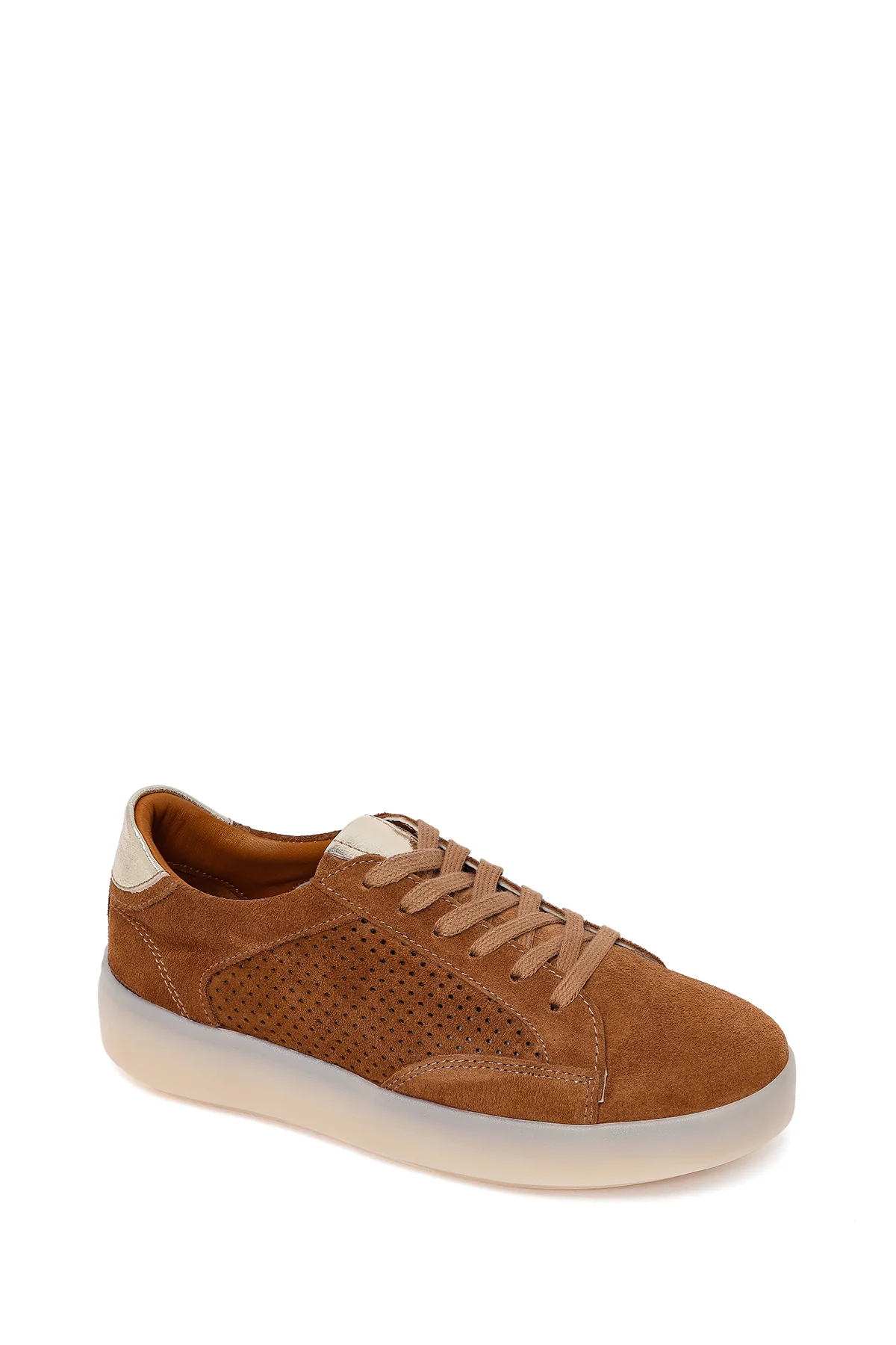 Kadın Taba Bağcıklı Süet Deri Sneaker - Image 7