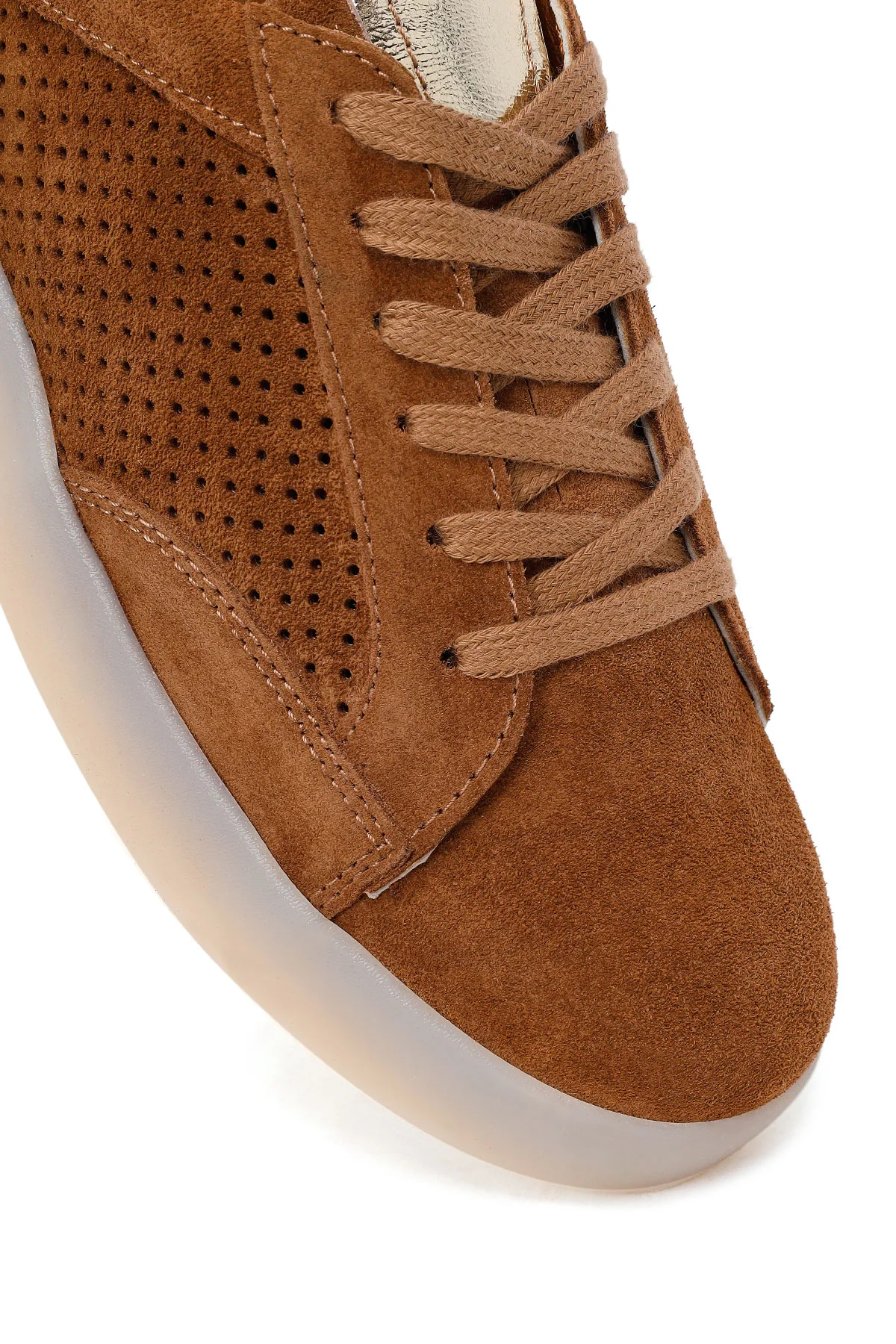 Kadın Taba Bağcıklı Süet Deri Sneaker - Image 9