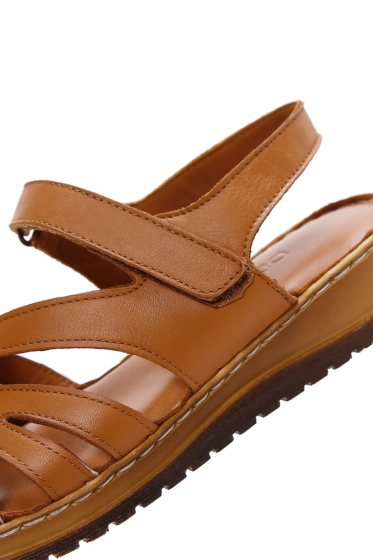 Kadın Taba Bantlı Deri Comfort Sandalet - Image 8