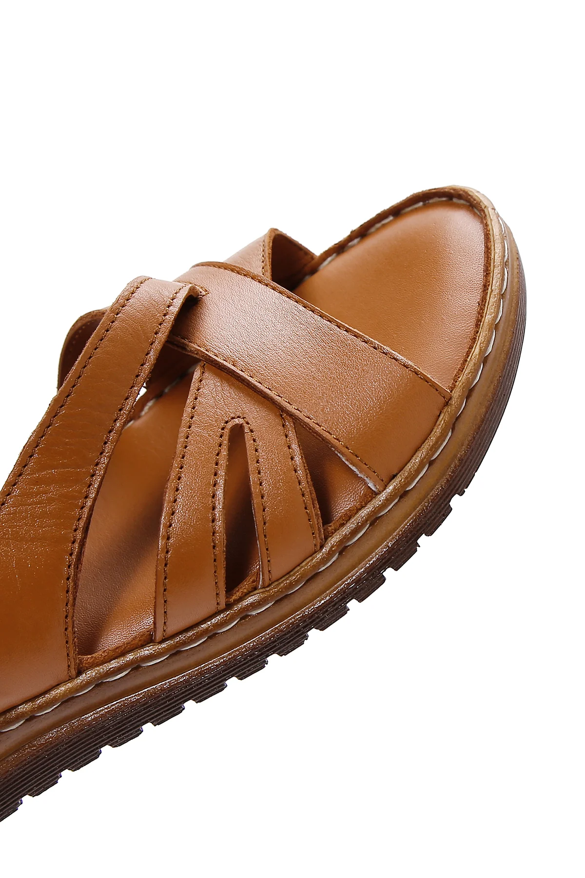 Kadın Taba Bantlı Deri Comfort Sandalet - Image 9