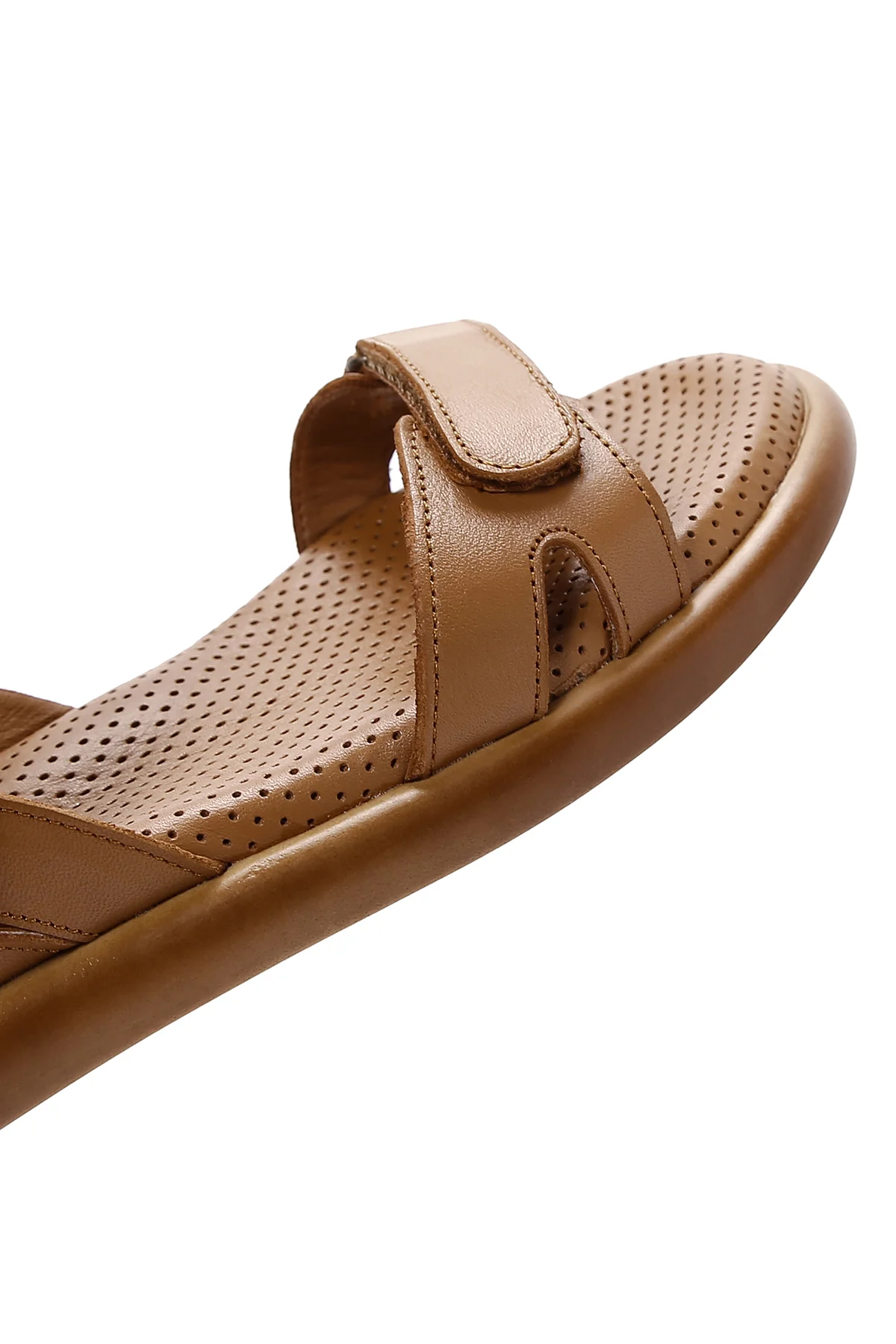 Kadın Taba Bantlı Deri Comfort Sandalet - Image 8