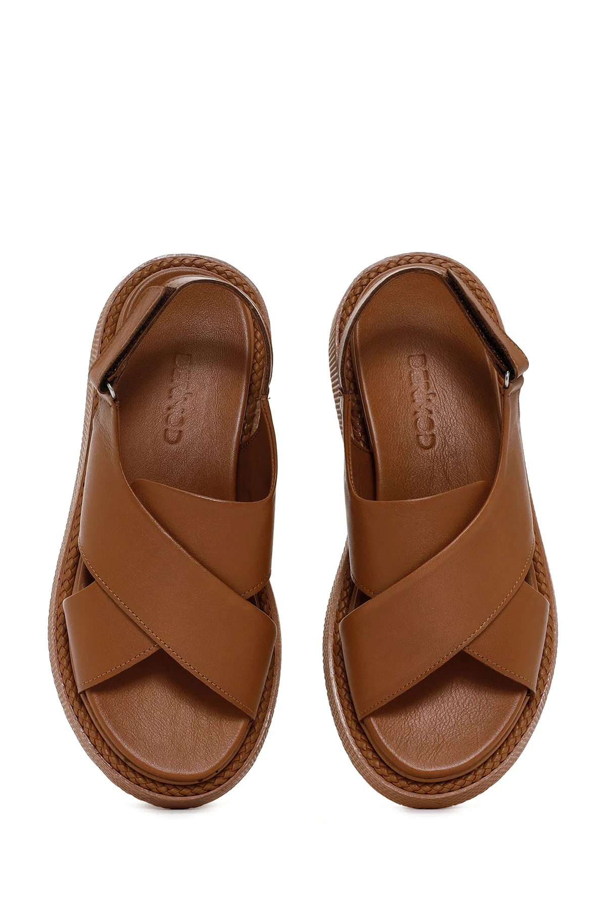 Kadın Taba Bantlı Deri Comfort Sandalet - Image 7