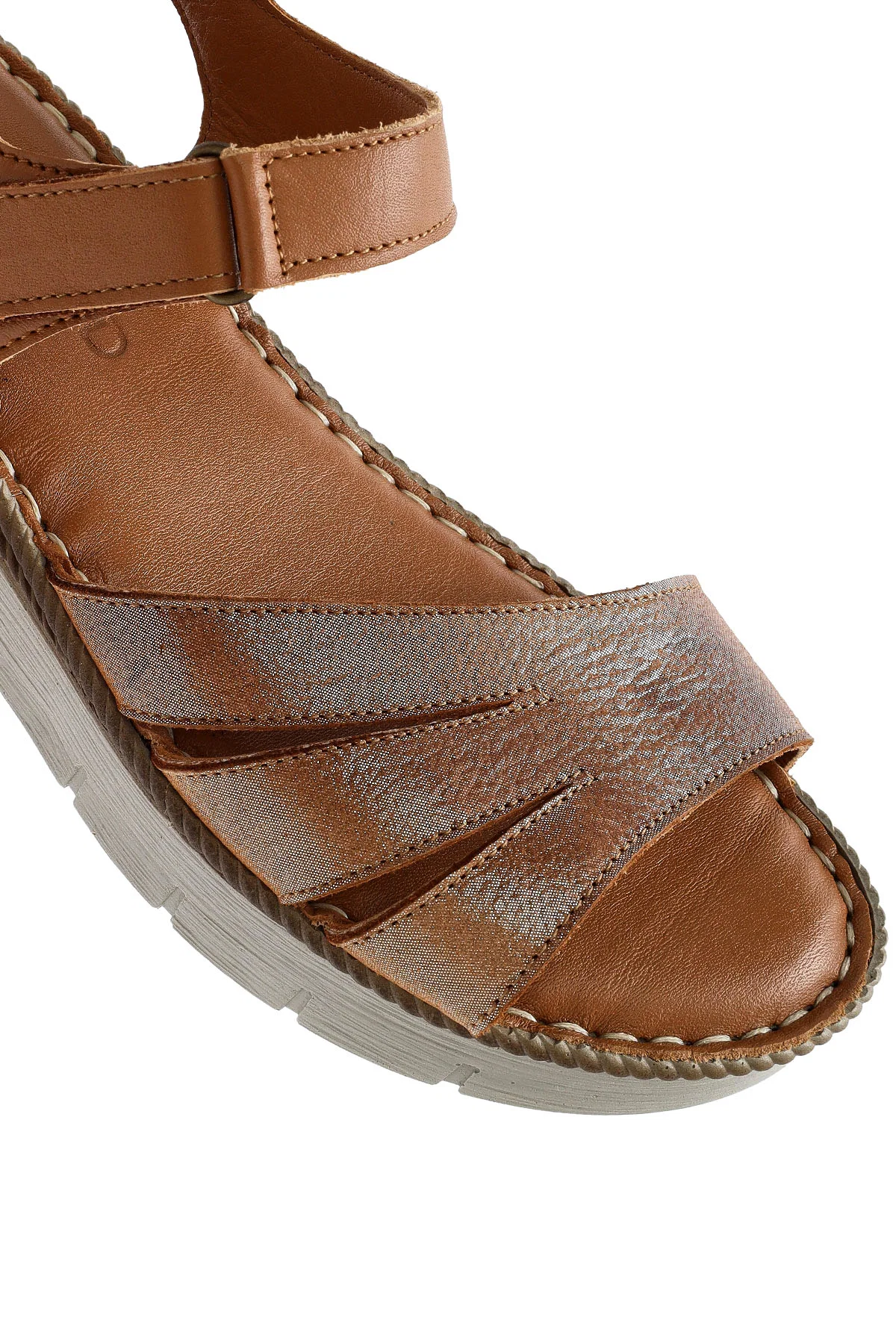 Kadın Taba Bantlı Deri Comfort Sandalet - Image 10