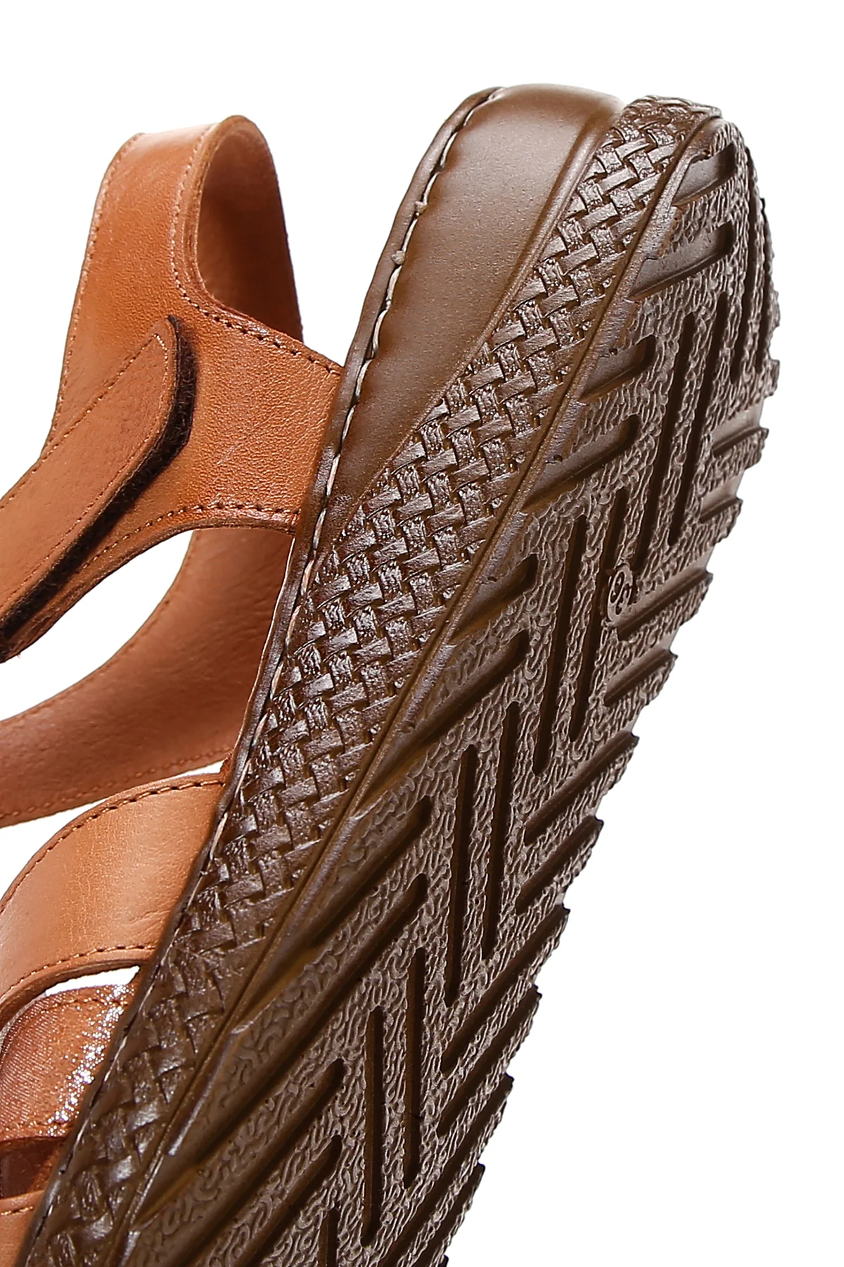 Kadın Taba Bantlı Kalın Tabanlı Deri Comfort Sandalet - Image 9