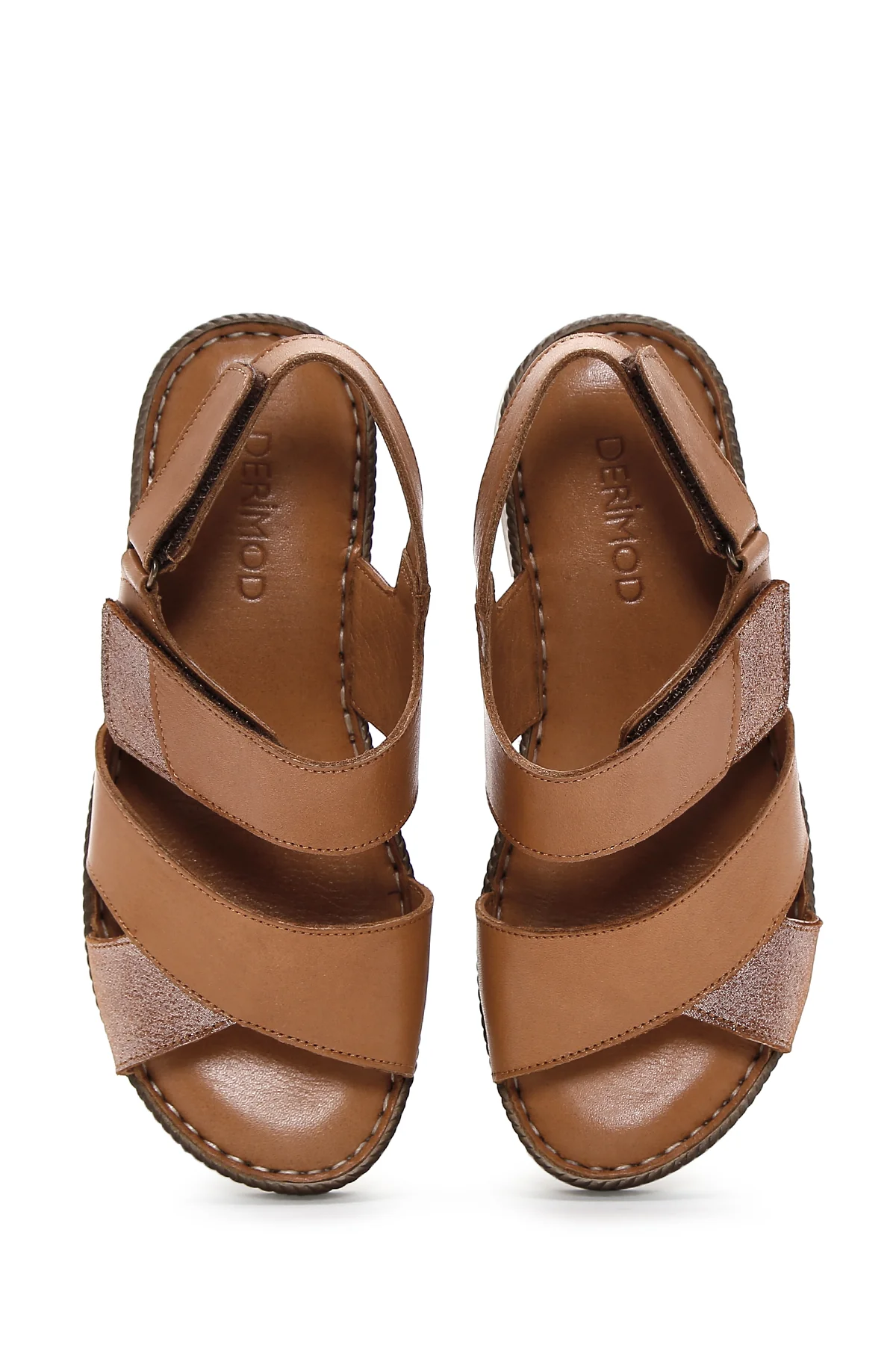 Kadın Taba Bilekten Bantlı Deri Comfort Sandalet - Image 5