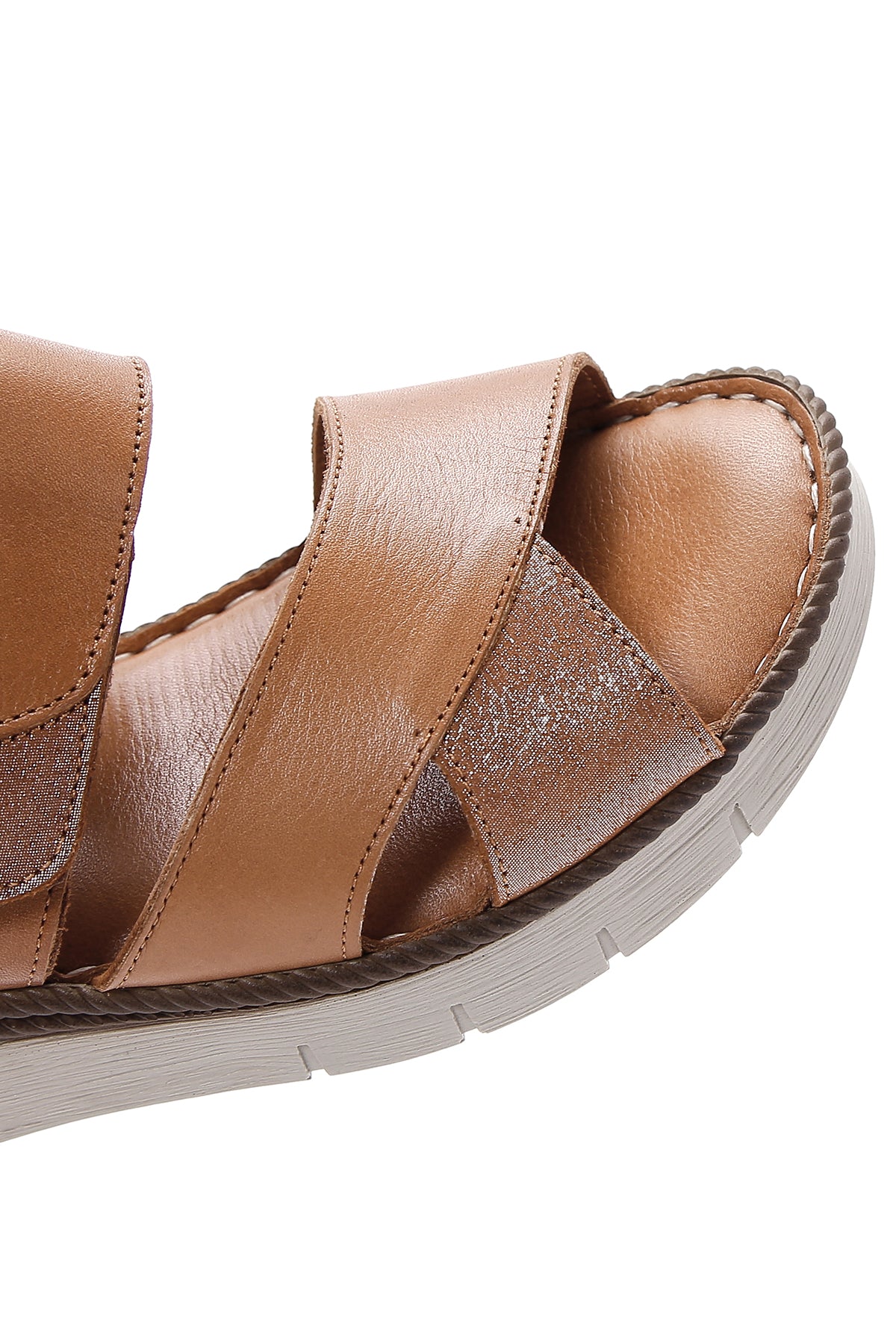 Kadın Taba Bilekten Bantlı Deri Comfort Sandalet - Image 8