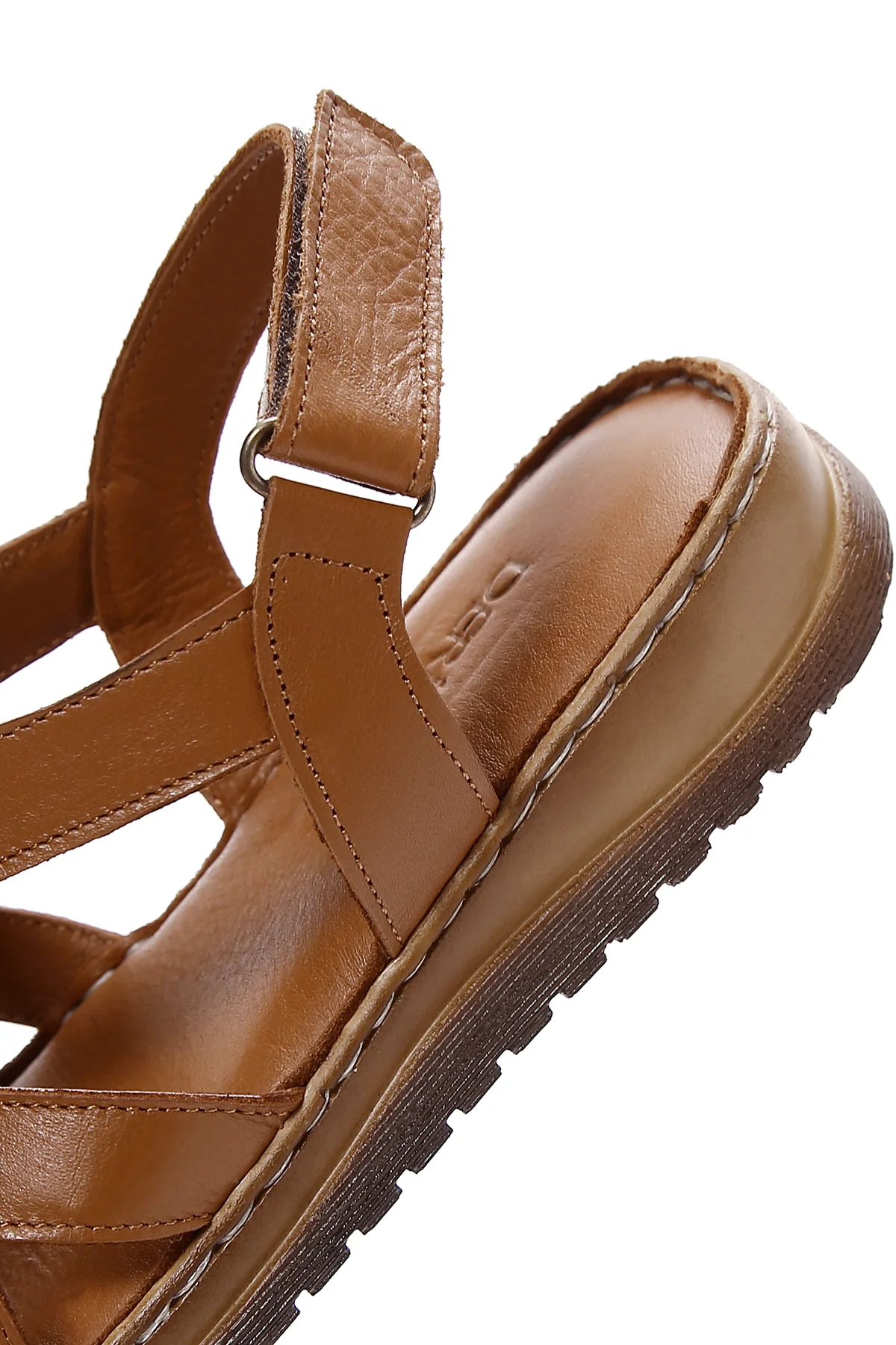 Kadın Taba Bilekten Bantlı Deri Comfort Sandalet - Image 7