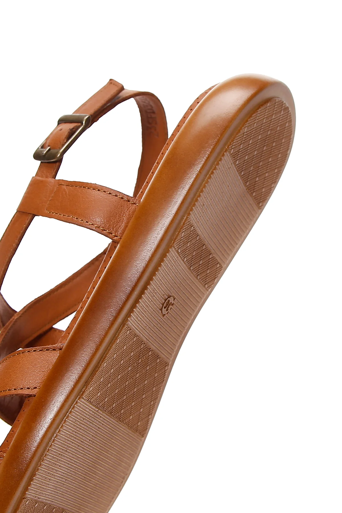 Kadın Taba Bilekten Bantlı Deri Comfort Sandalet - Image 7